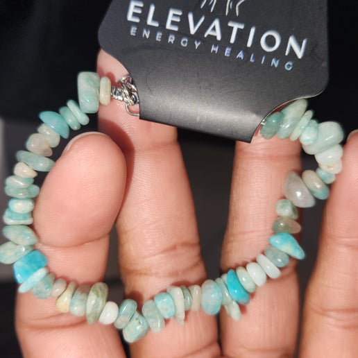 Amazonite Bracelet - Chips; Silver Clasp