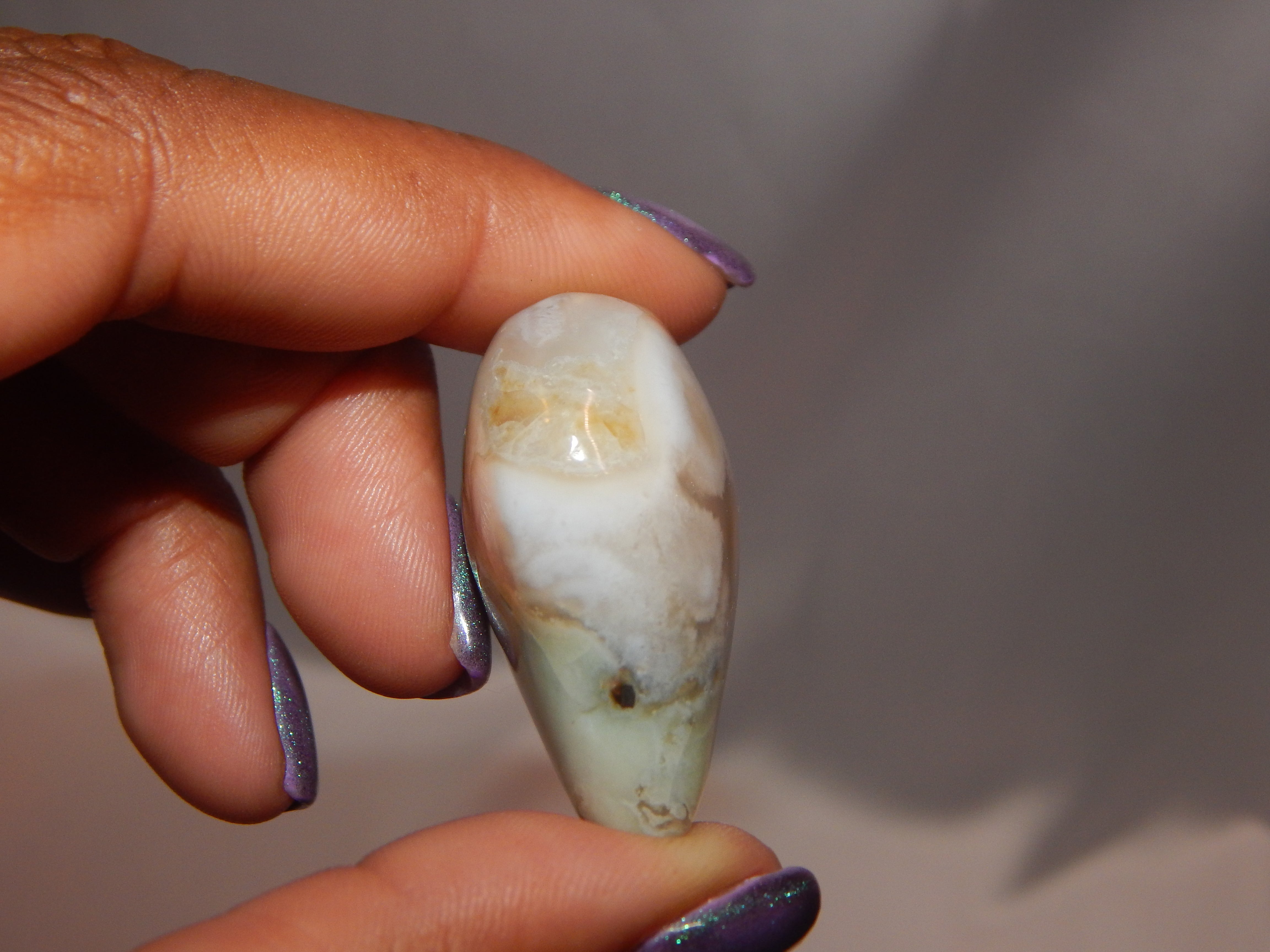 Green Flower Agate Rounded Heart