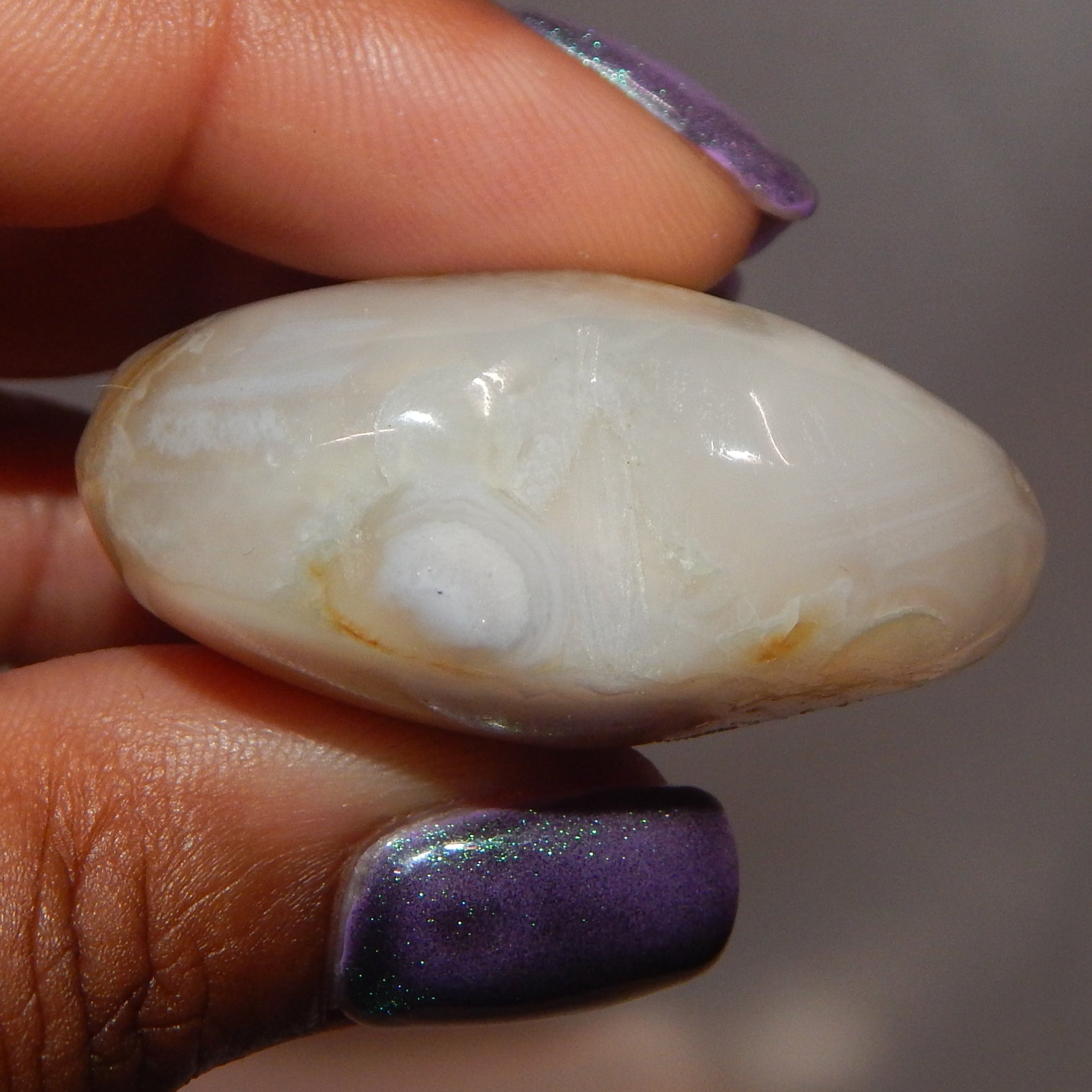 Green Flower Agate Rounded Heart