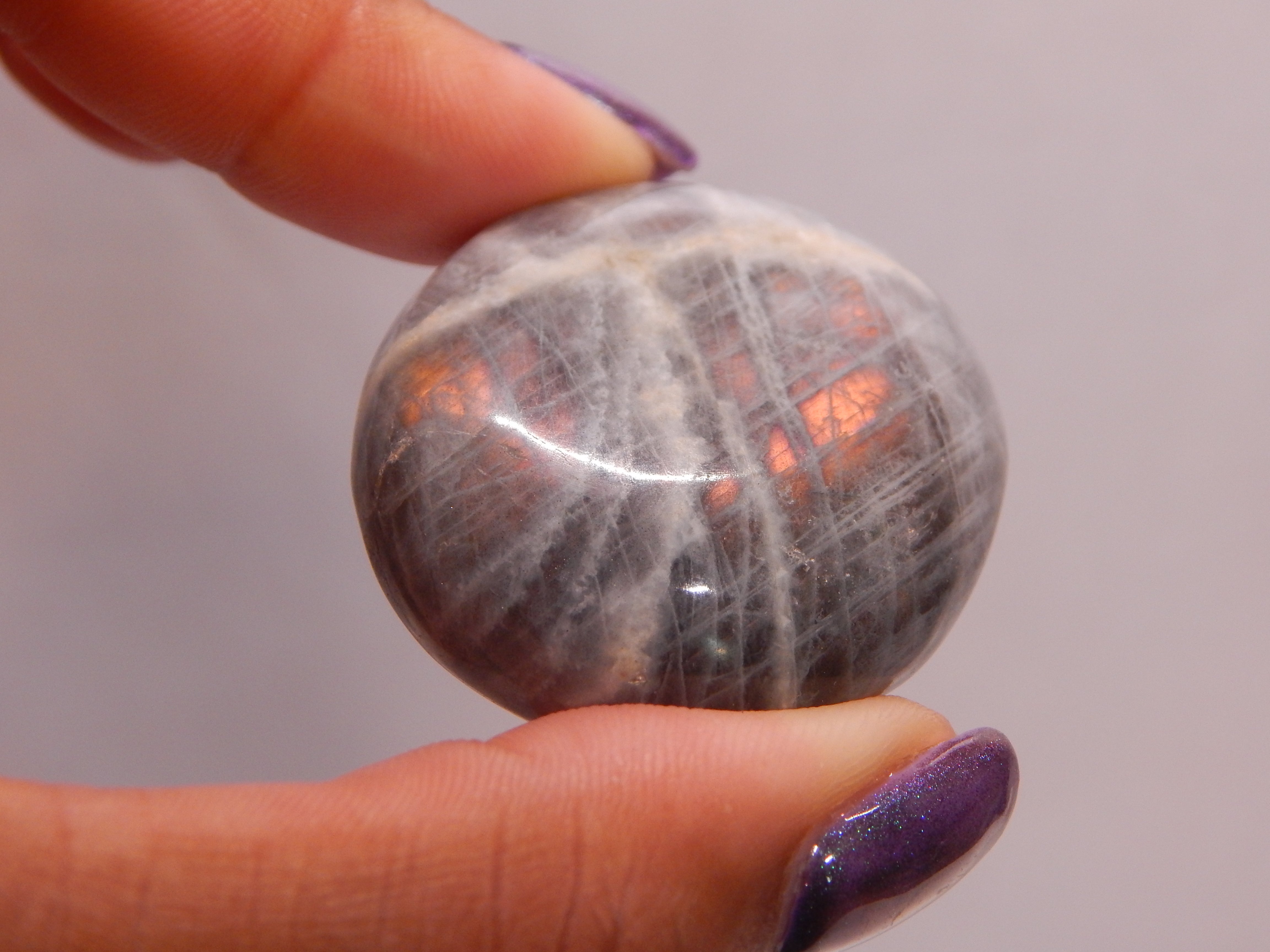 Labradorite Rounded Palmstone - Light Gray