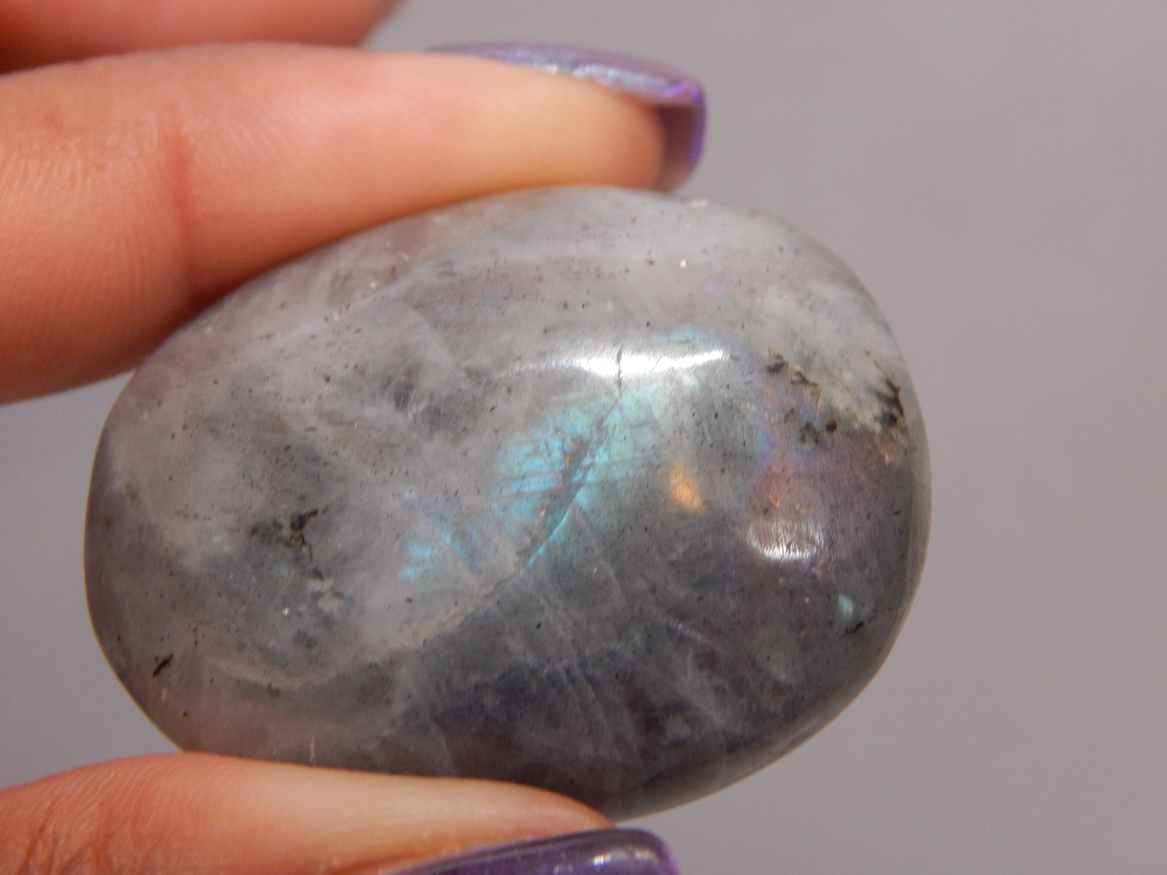 Labradorite Rounded Palmstone - Light Gray