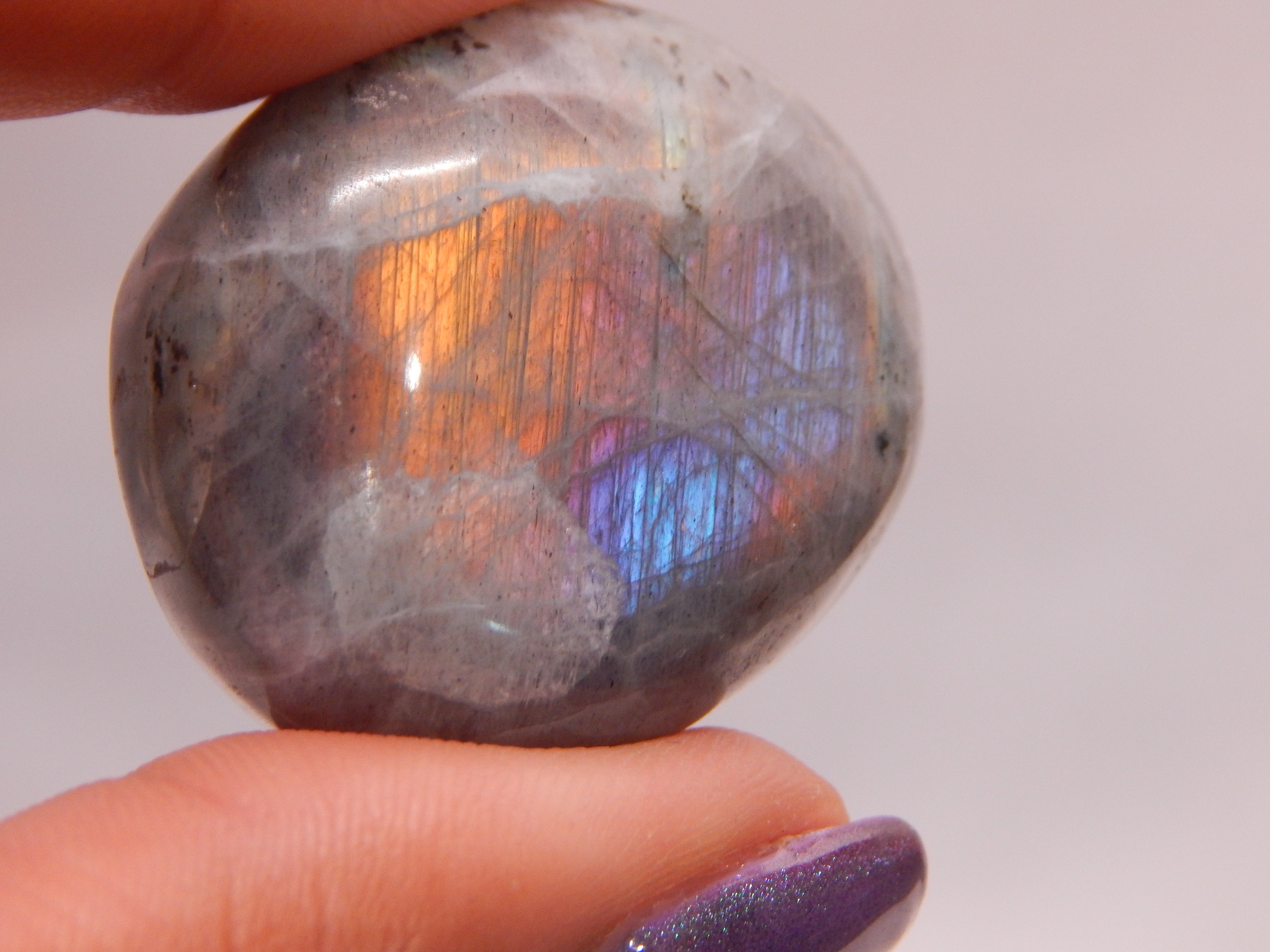 Labradorite Rounded Palmstone - Light Gray