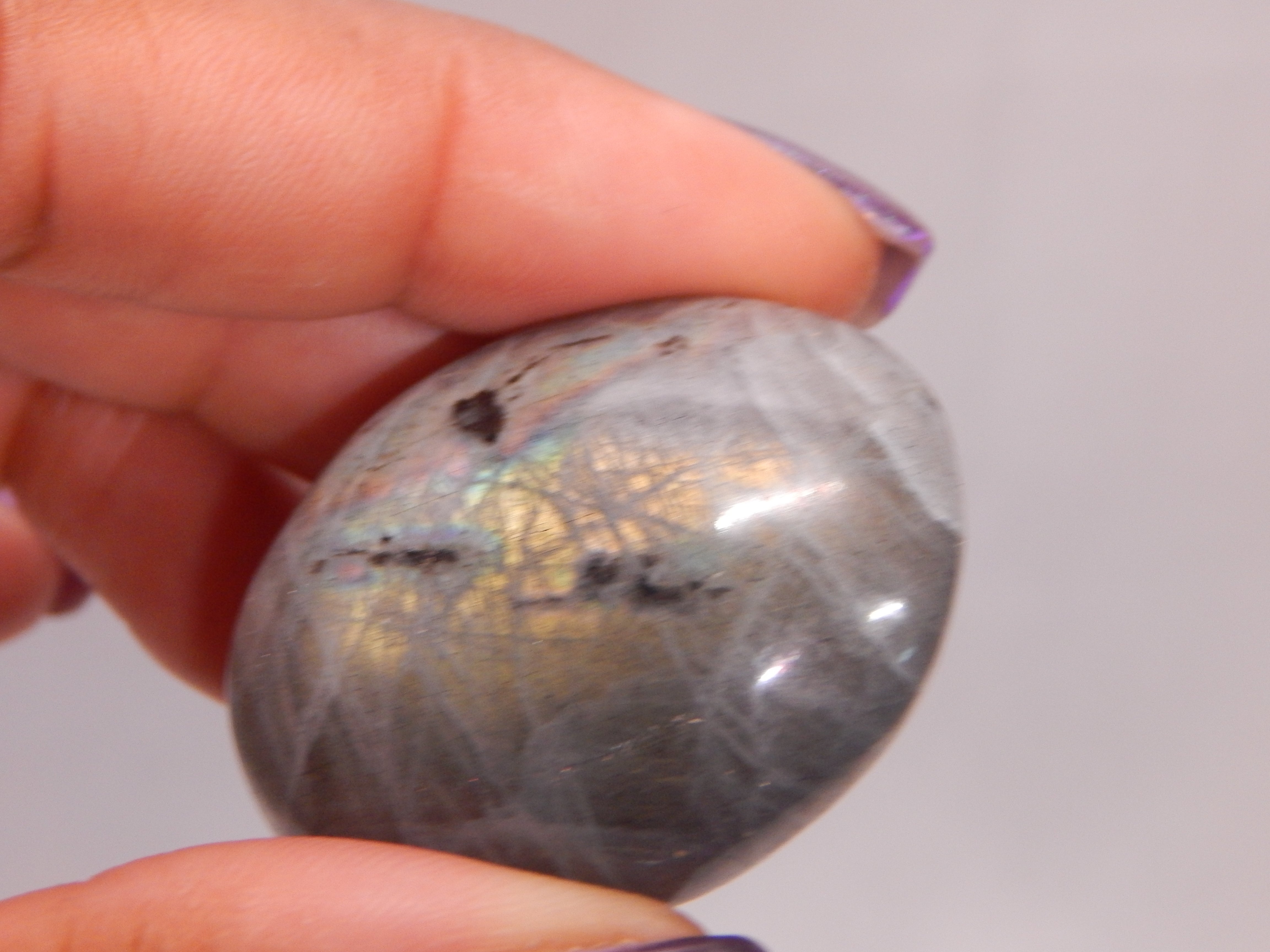 Labradorite Rounded Palmstone - Light Gray