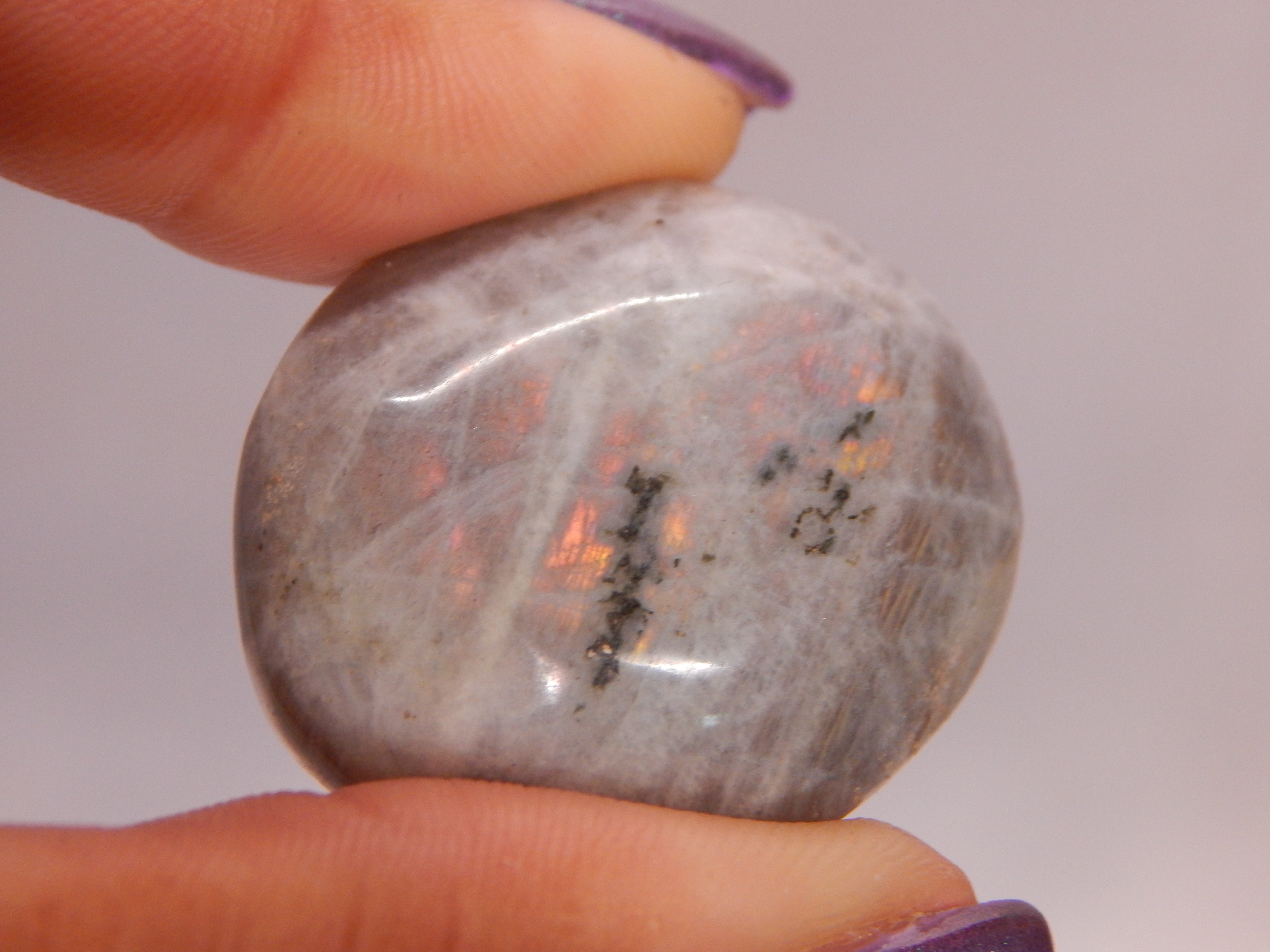 Labradorite Rounded Palmstone - Light Gray