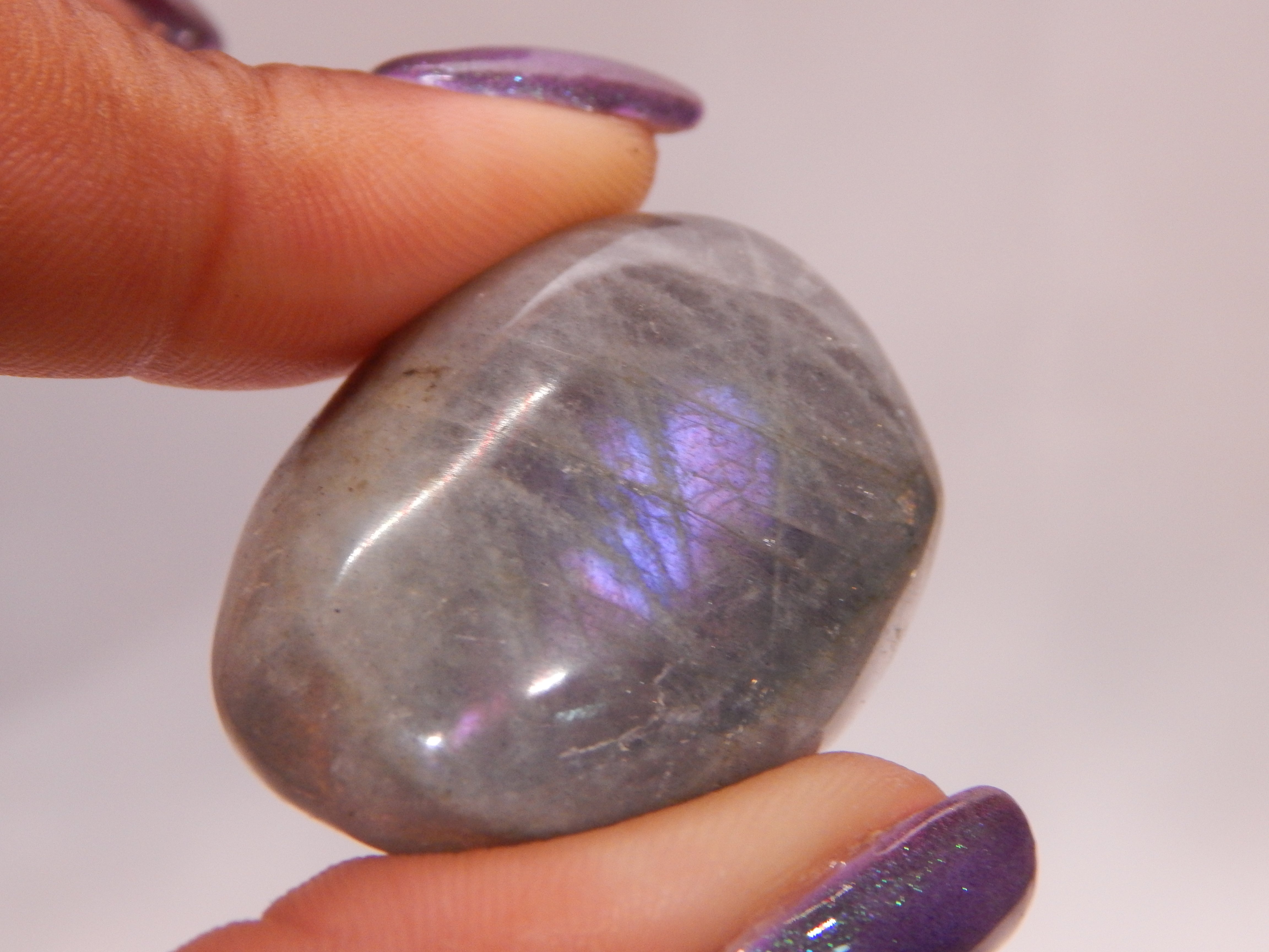 Labradorite Rounded Palmstone - Light Gray