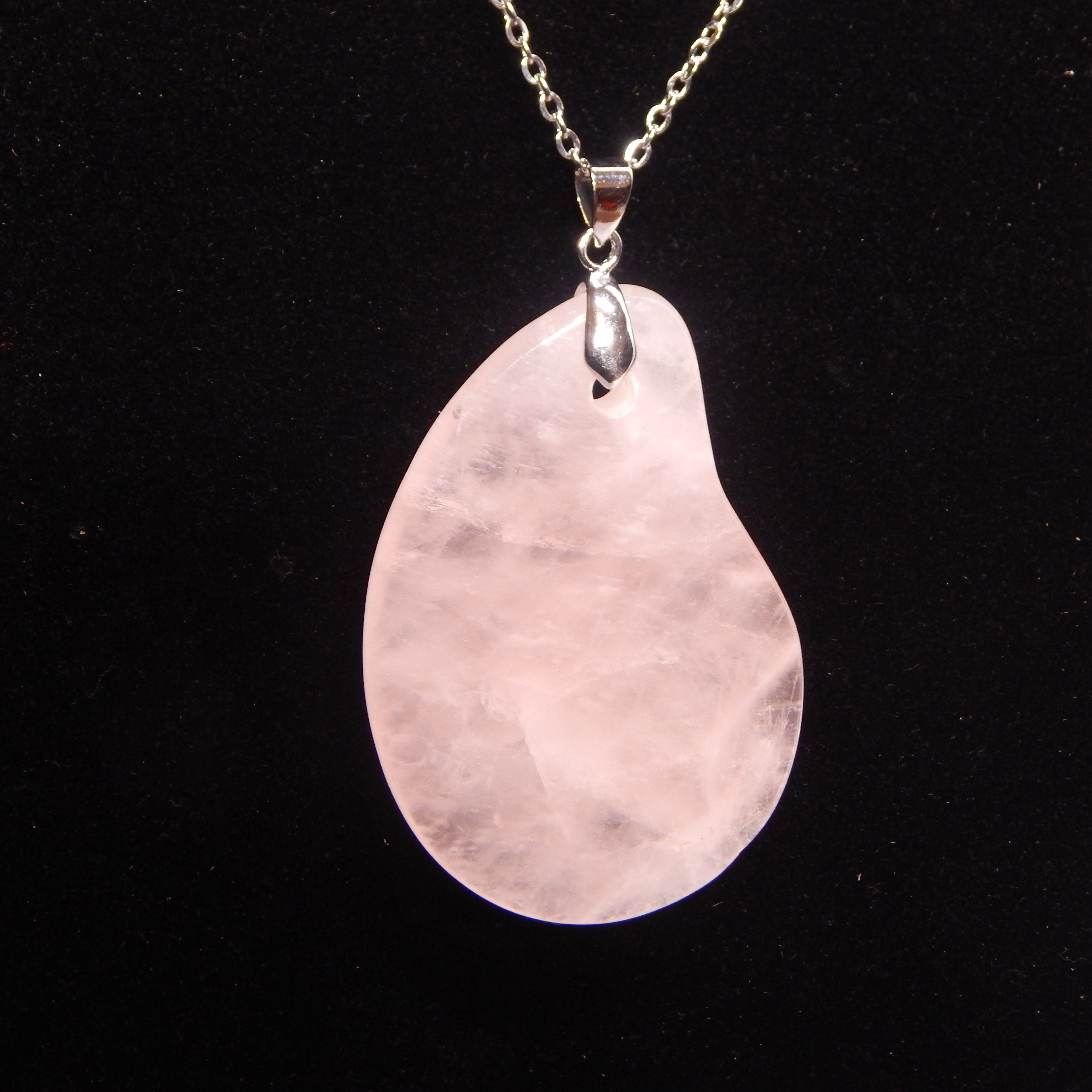 Rose Quartz - Crooked Teardrop Pendant