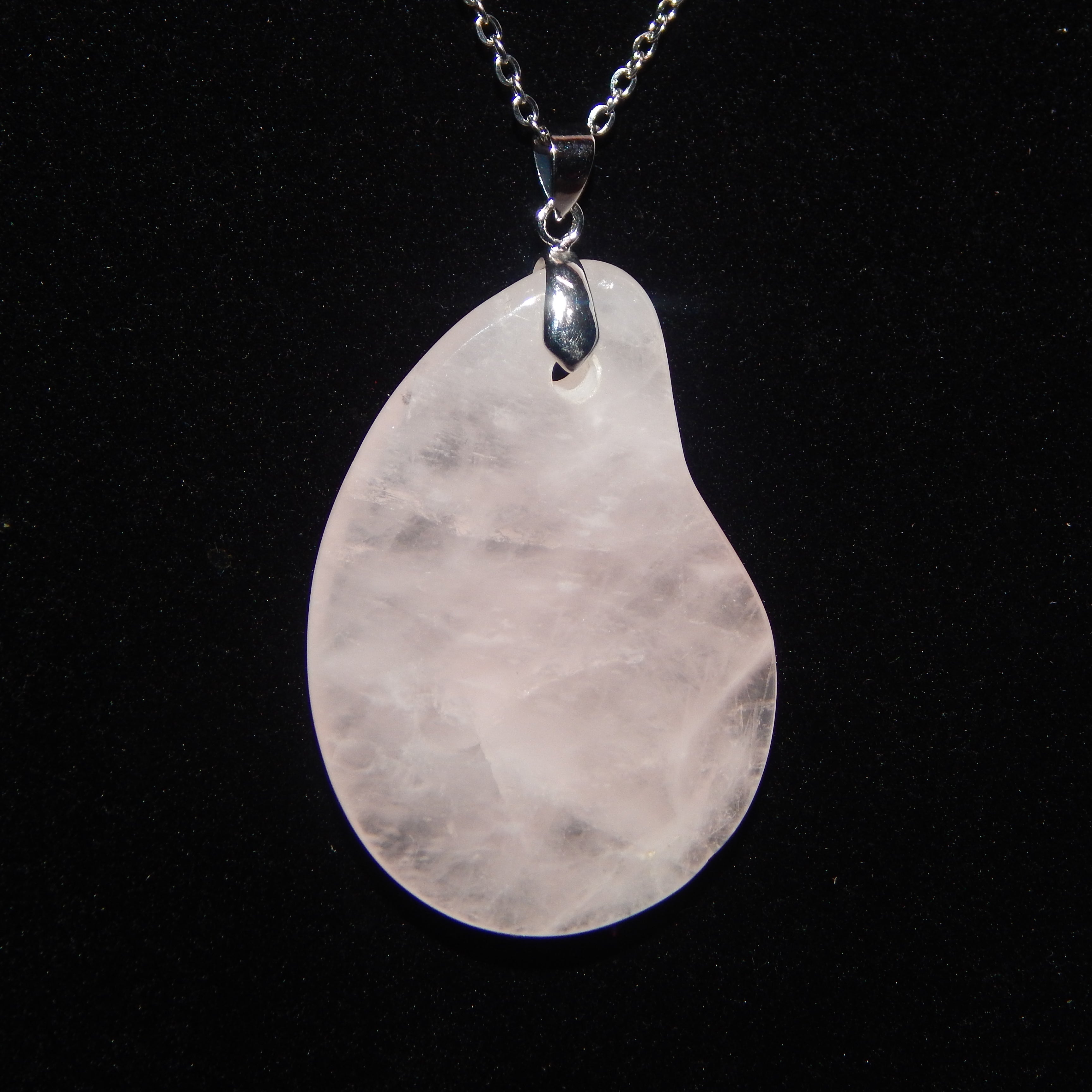 Rose Quartz - Crooked Teardrop Pendant