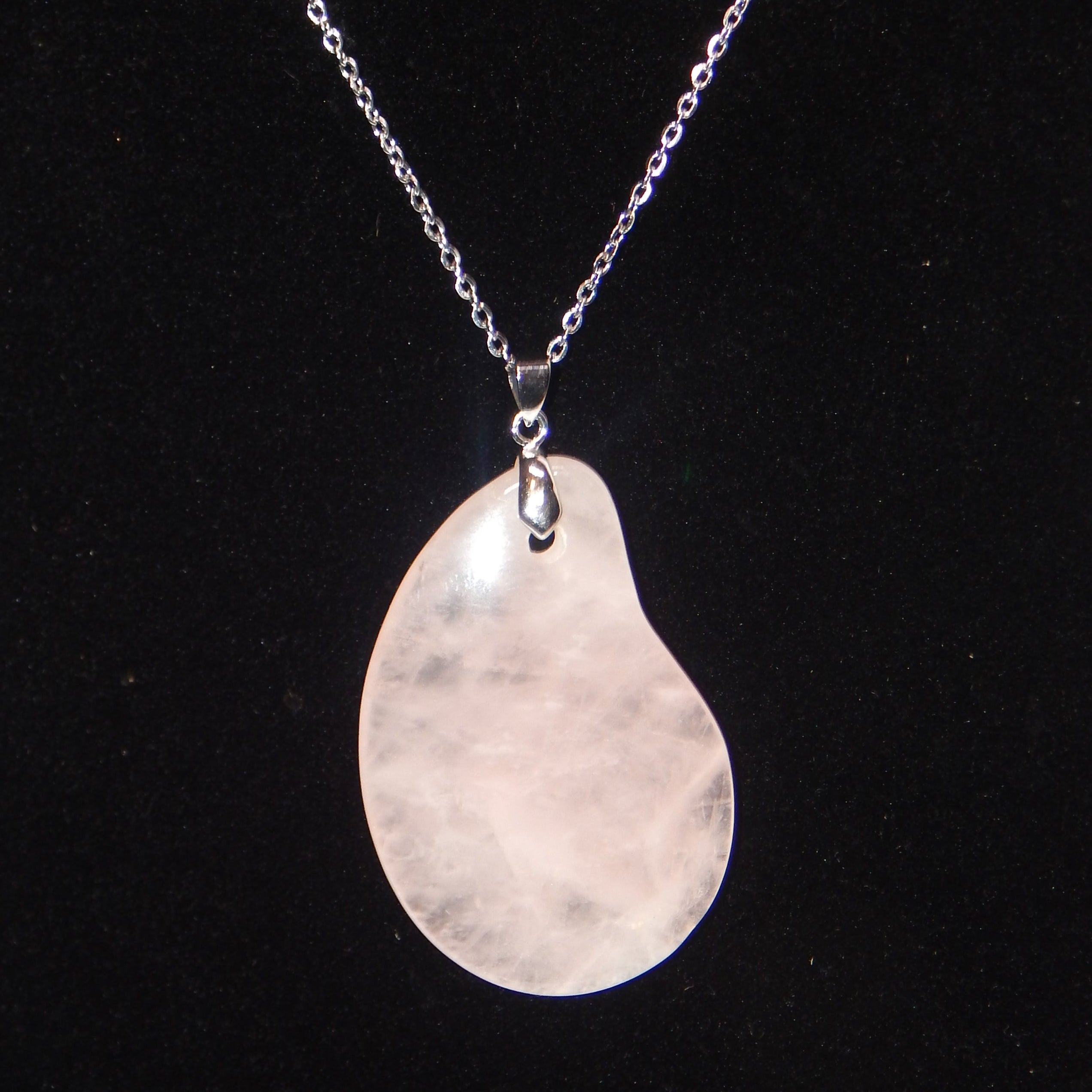 Rose Quartz - Crooked Teardrop Pendant