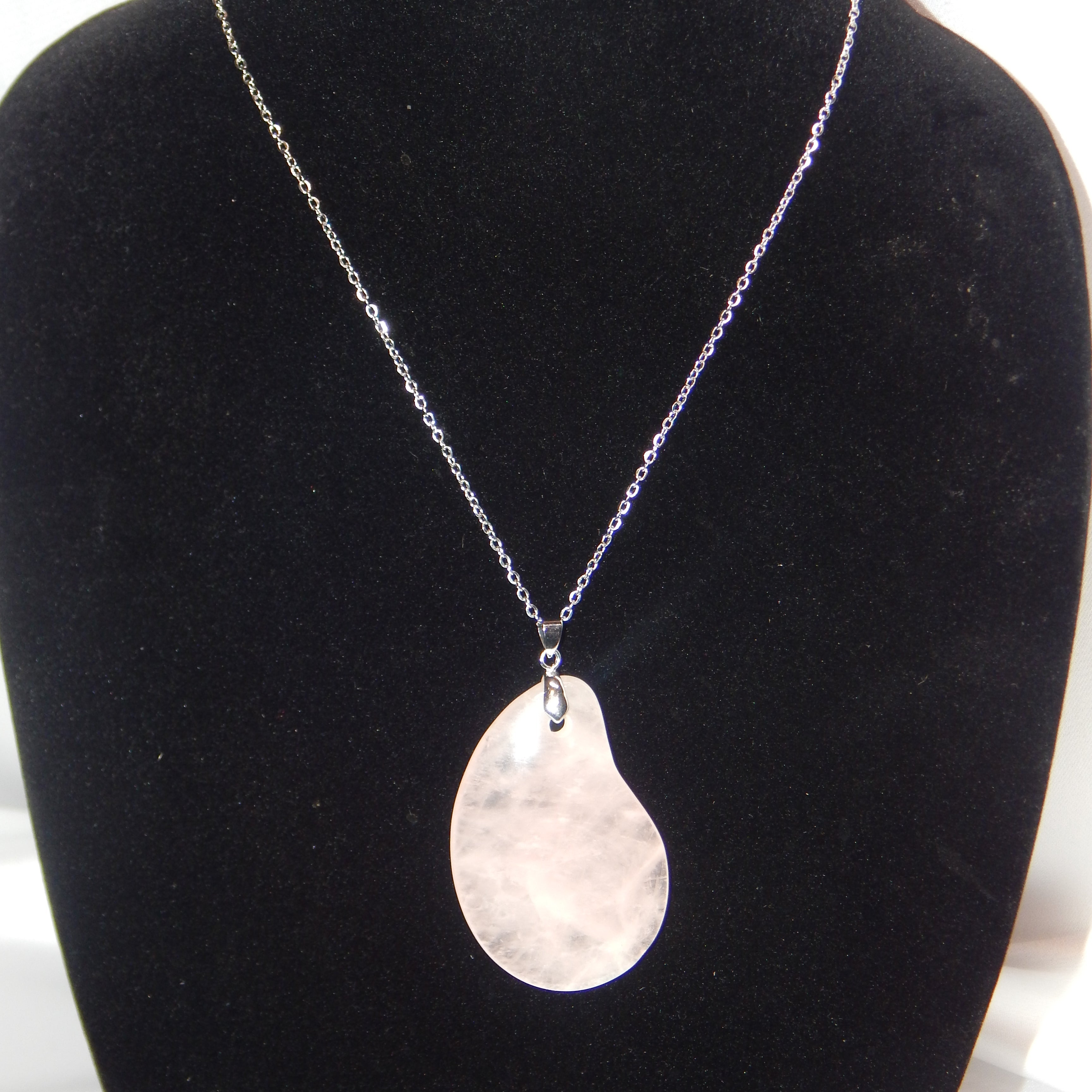 Rose Quartz - Crooked Teardrop Pendant