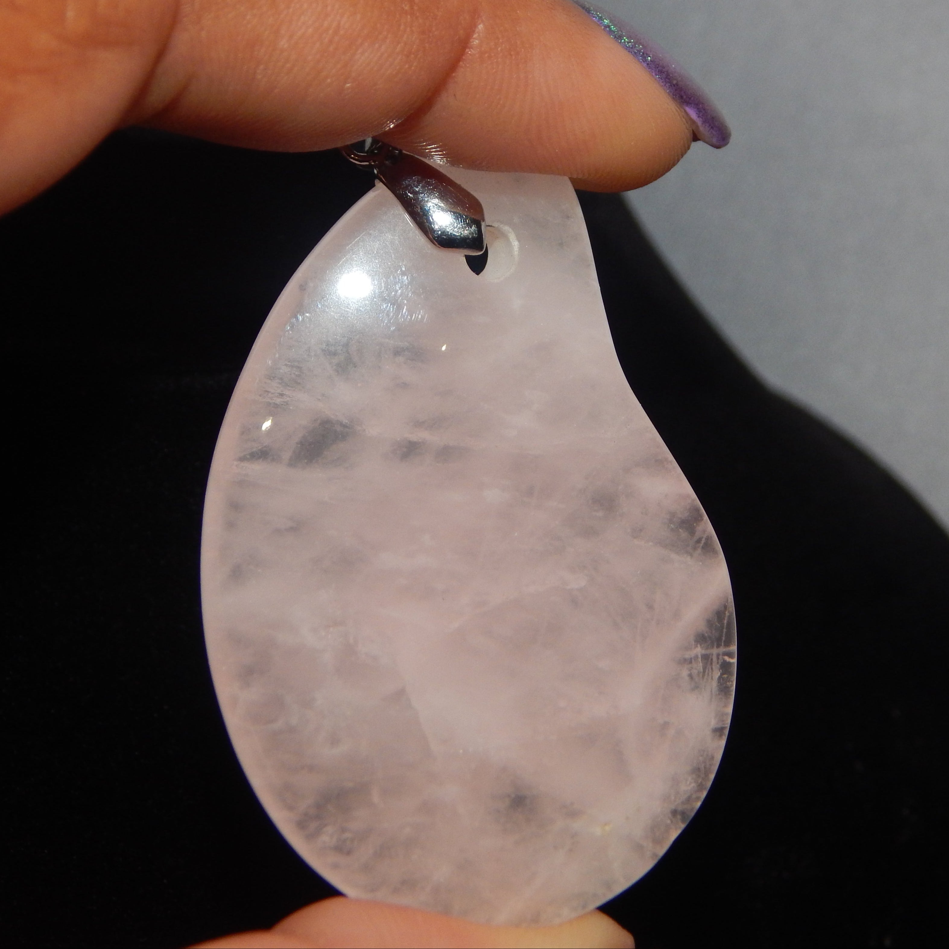 Rose Quartz - Crooked Teardrop Pendant