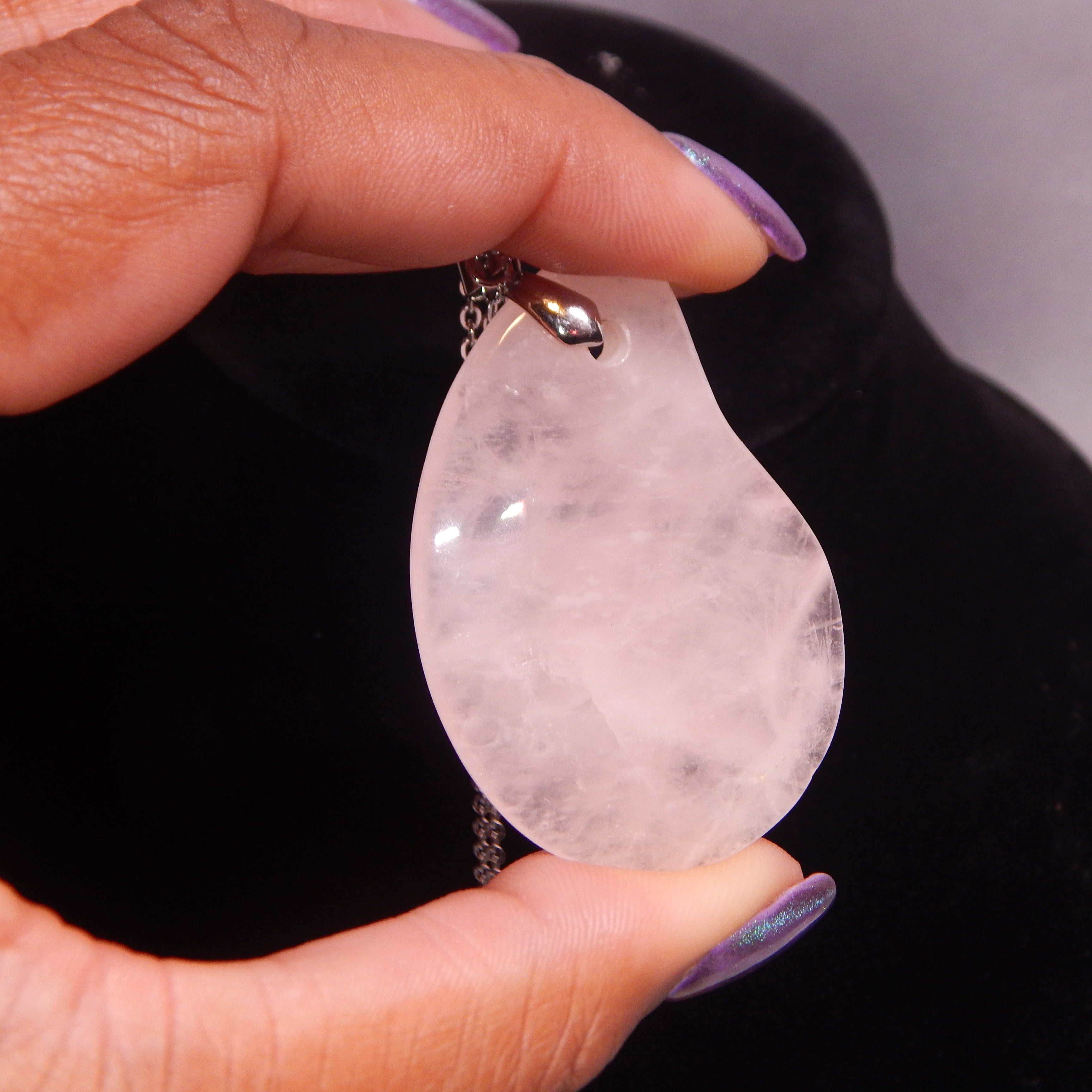 Rose Quartz - Crooked Teardrop Pendant