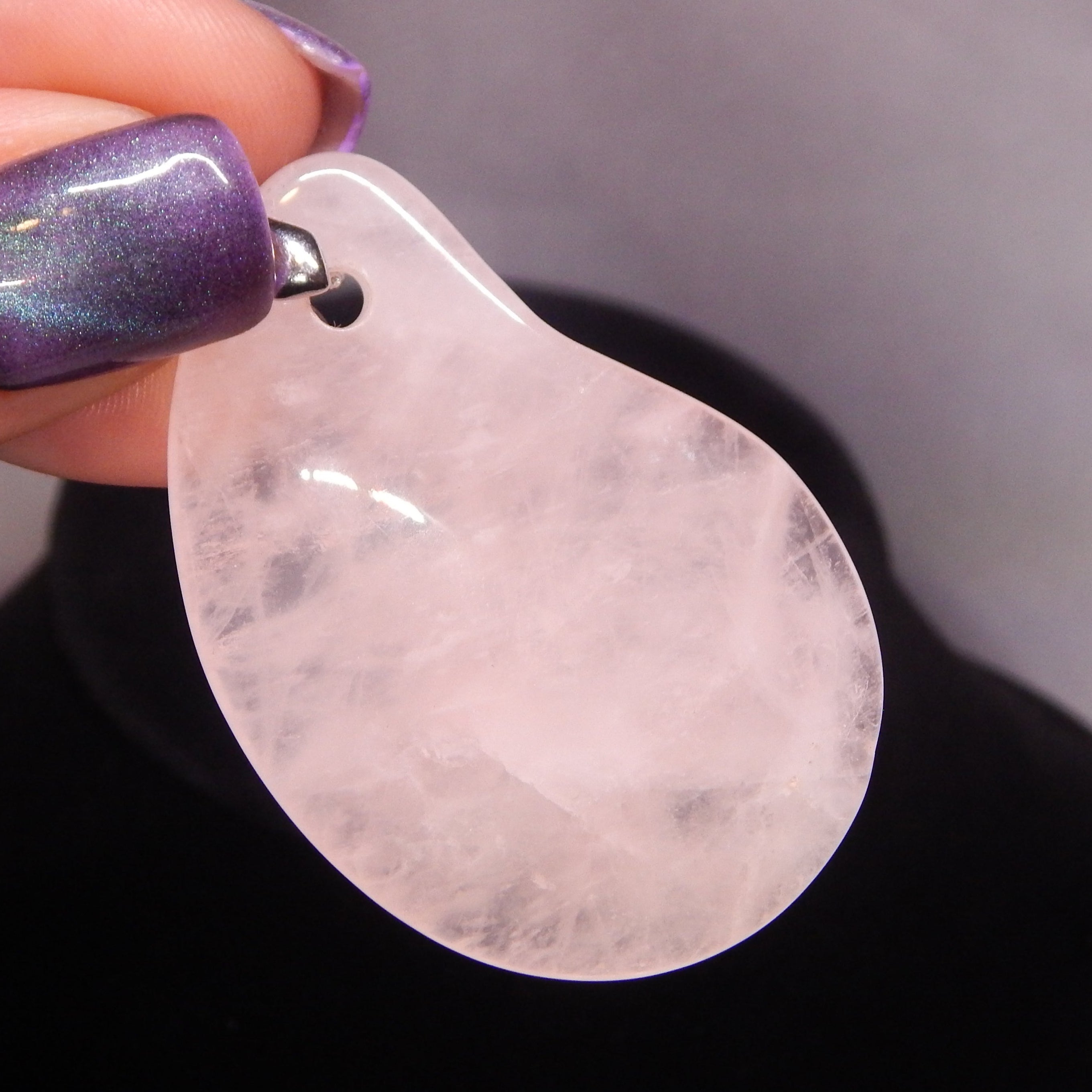 Rose Quartz - Crooked Teardrop Pendant