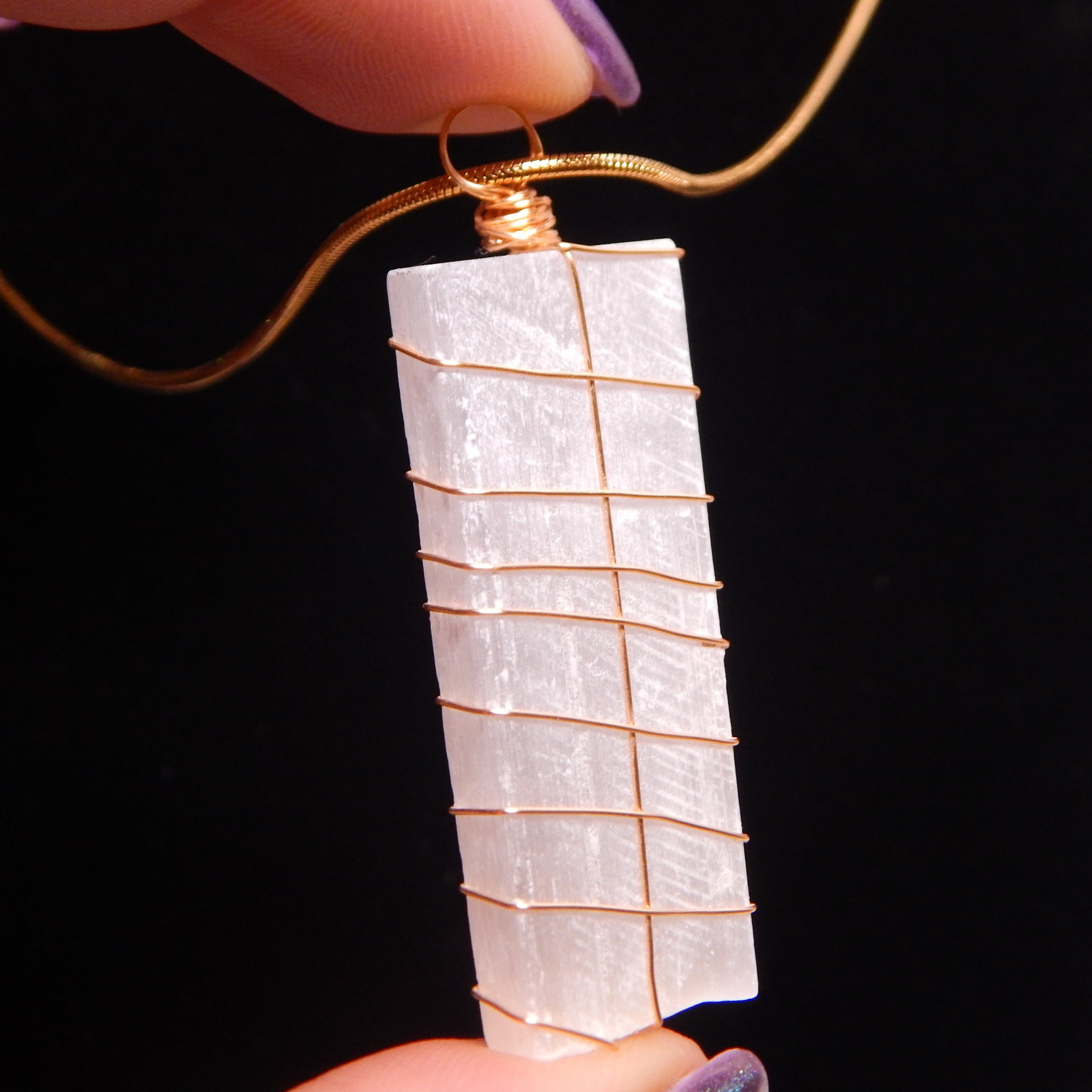 Satin Spar 7 Chakra Pendant - SS1