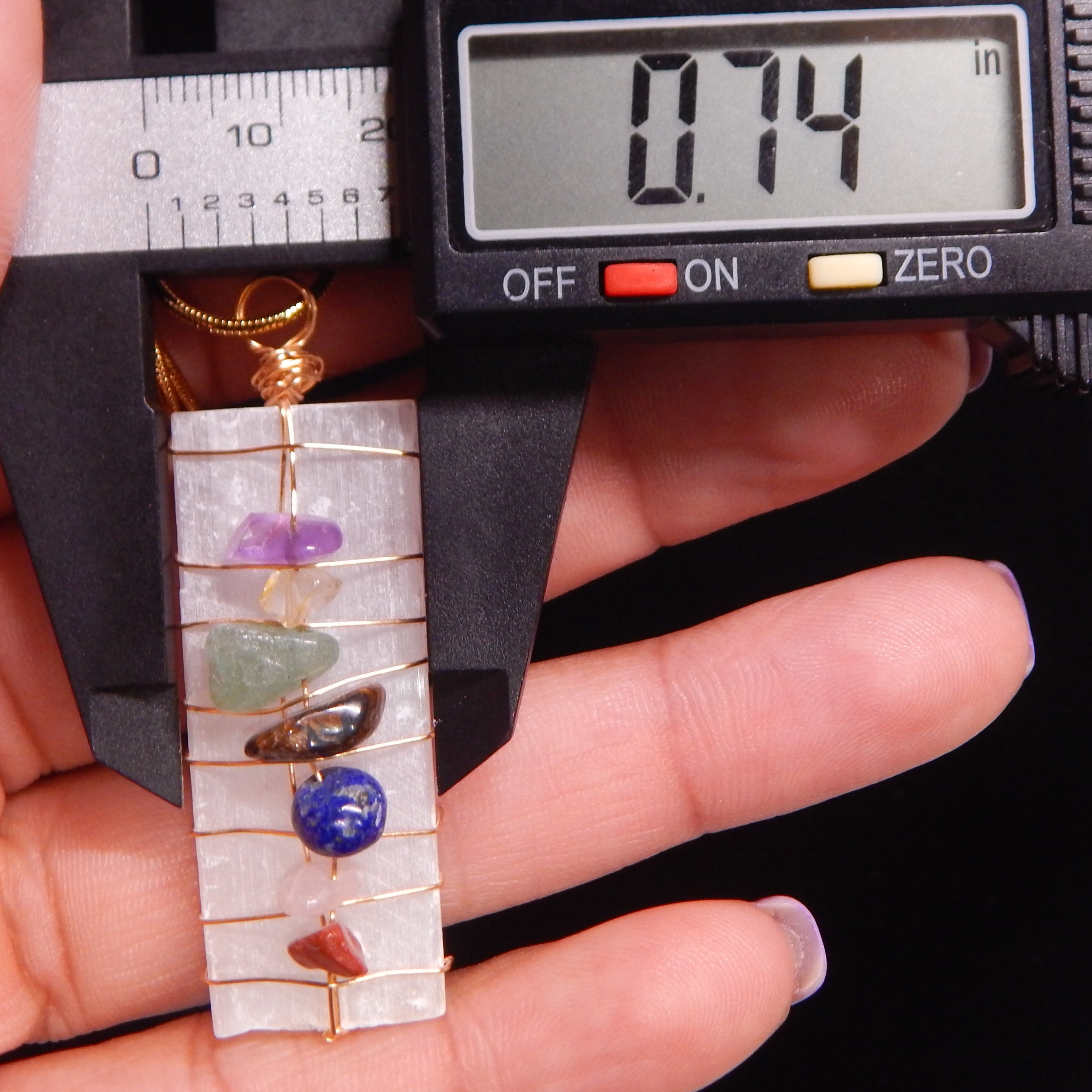 Satin Spar 7 Chakra Pendant - SS1