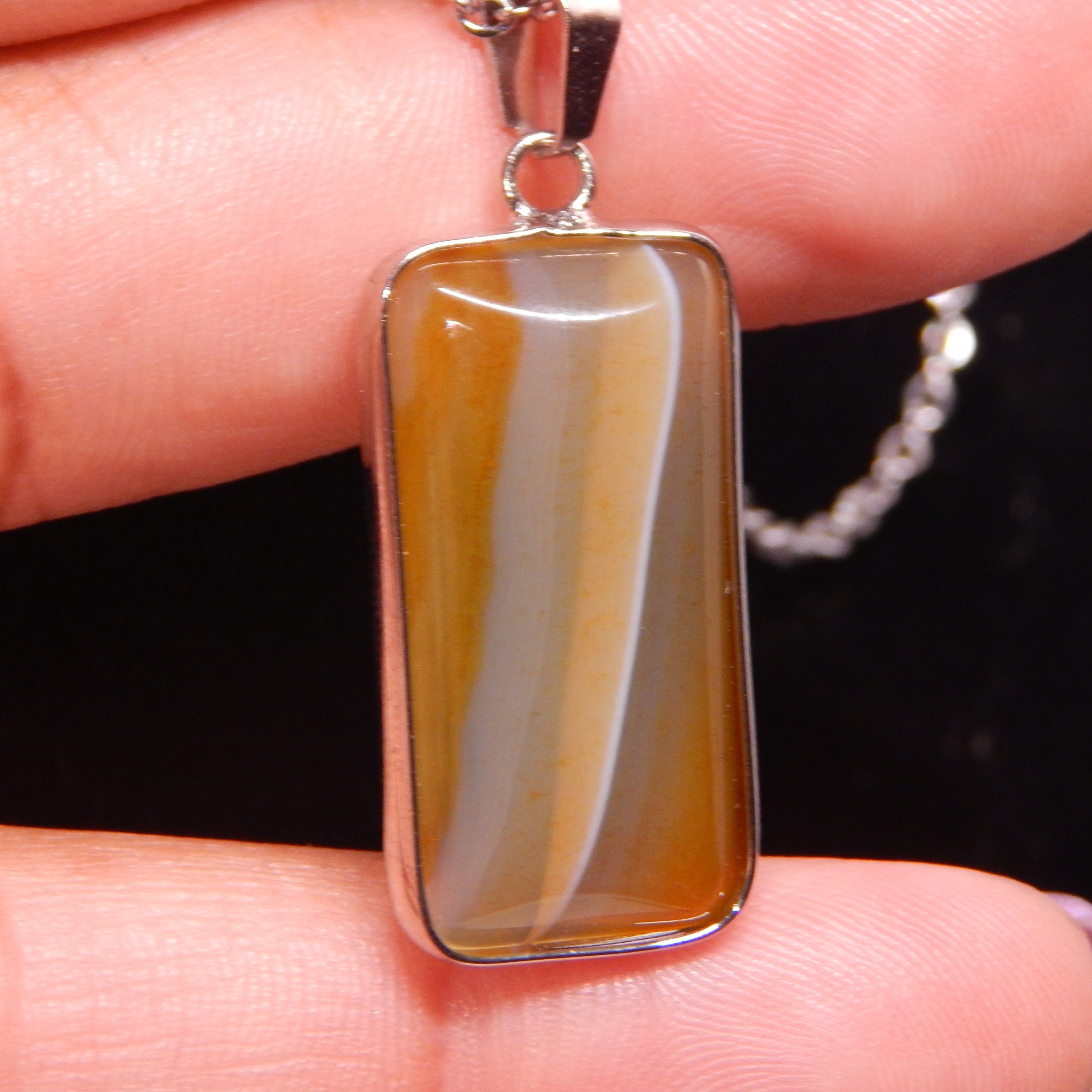 Yellow Agate Rectangle Pendant