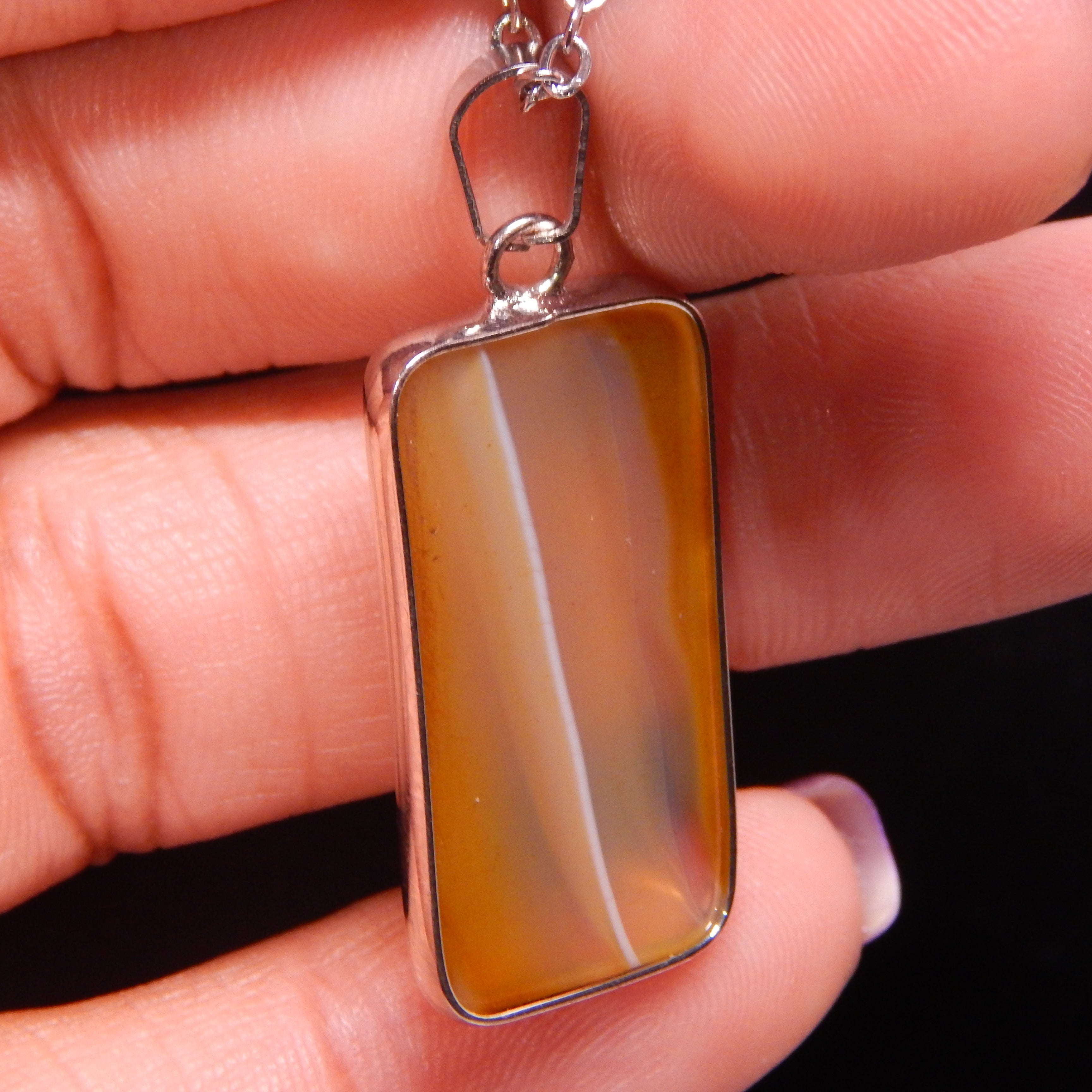 Yellow Agate Rectangle Pendant