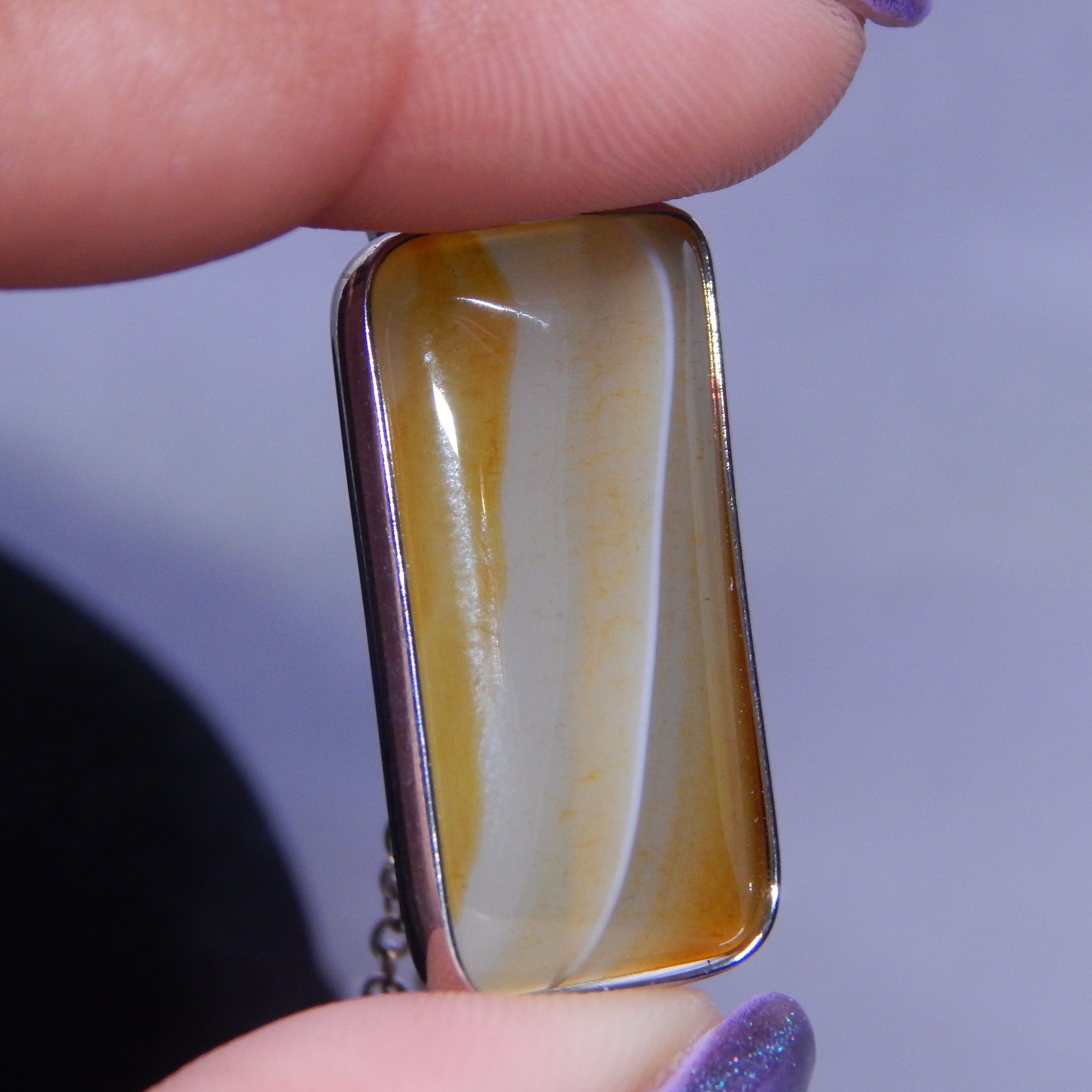 Yellow Agate Rectangle Pendant