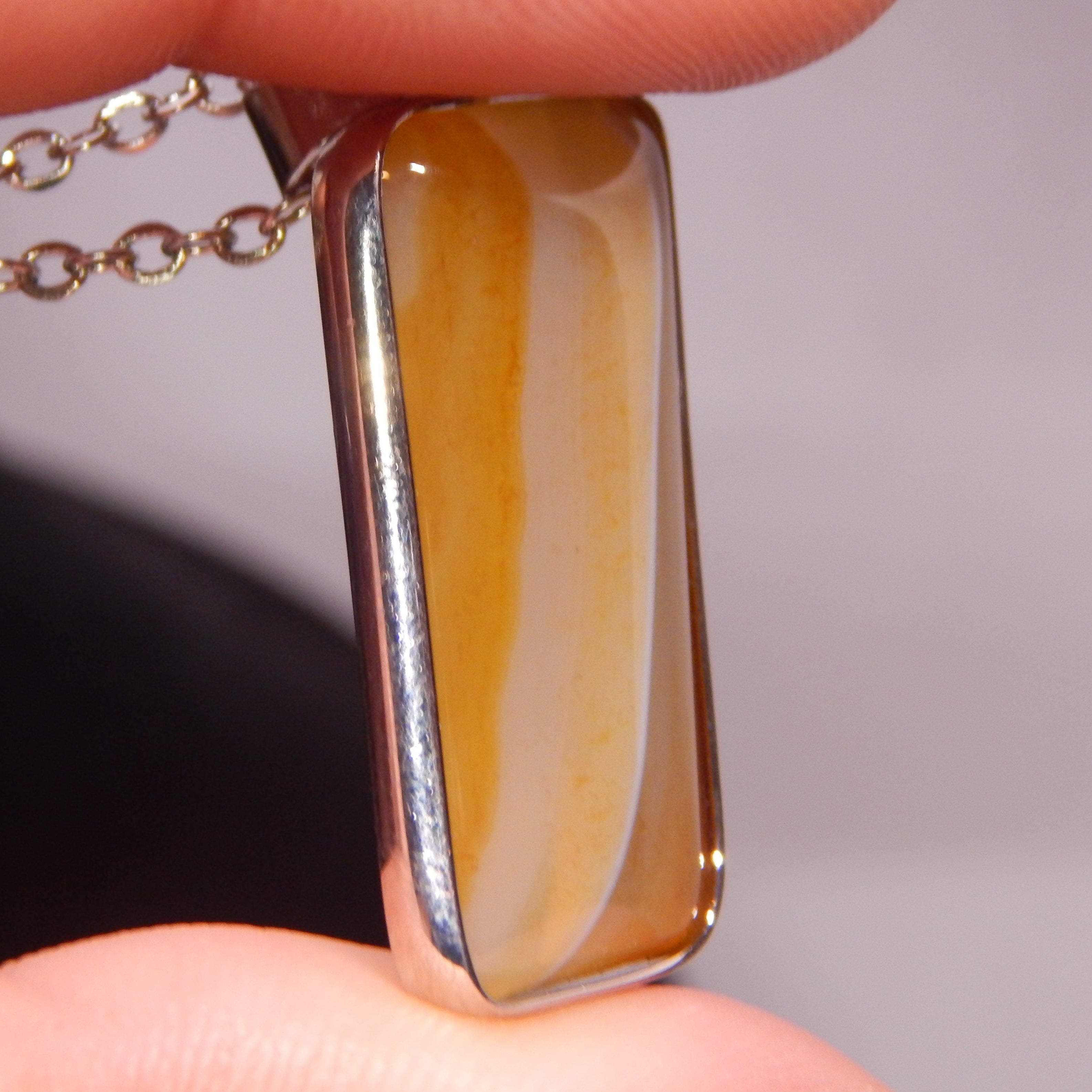 Yellow Agate Rectangle Pendant
