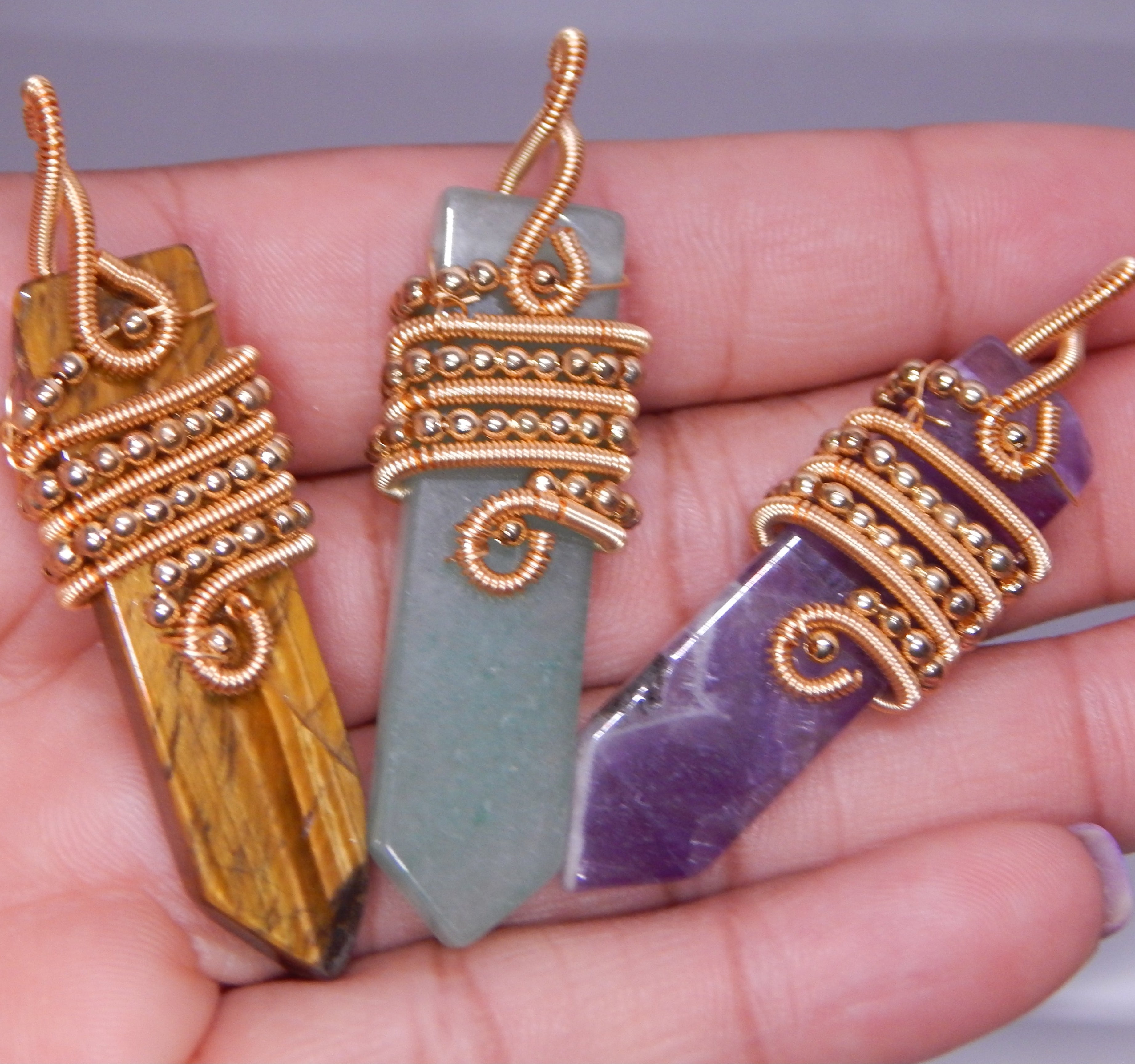 Copper Wrapped Obelisk Pendant