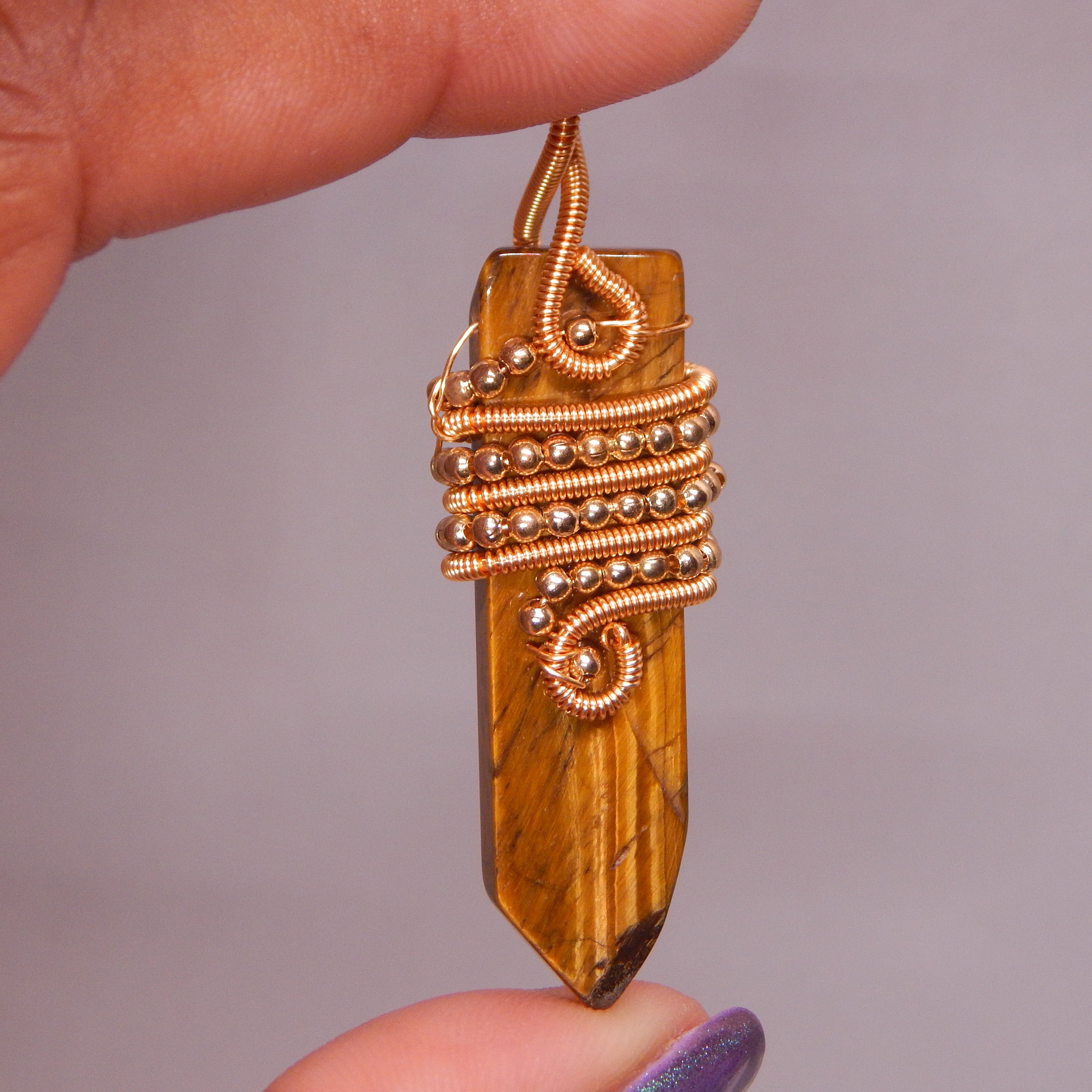 Copper Wrapped Obelisk Pendant