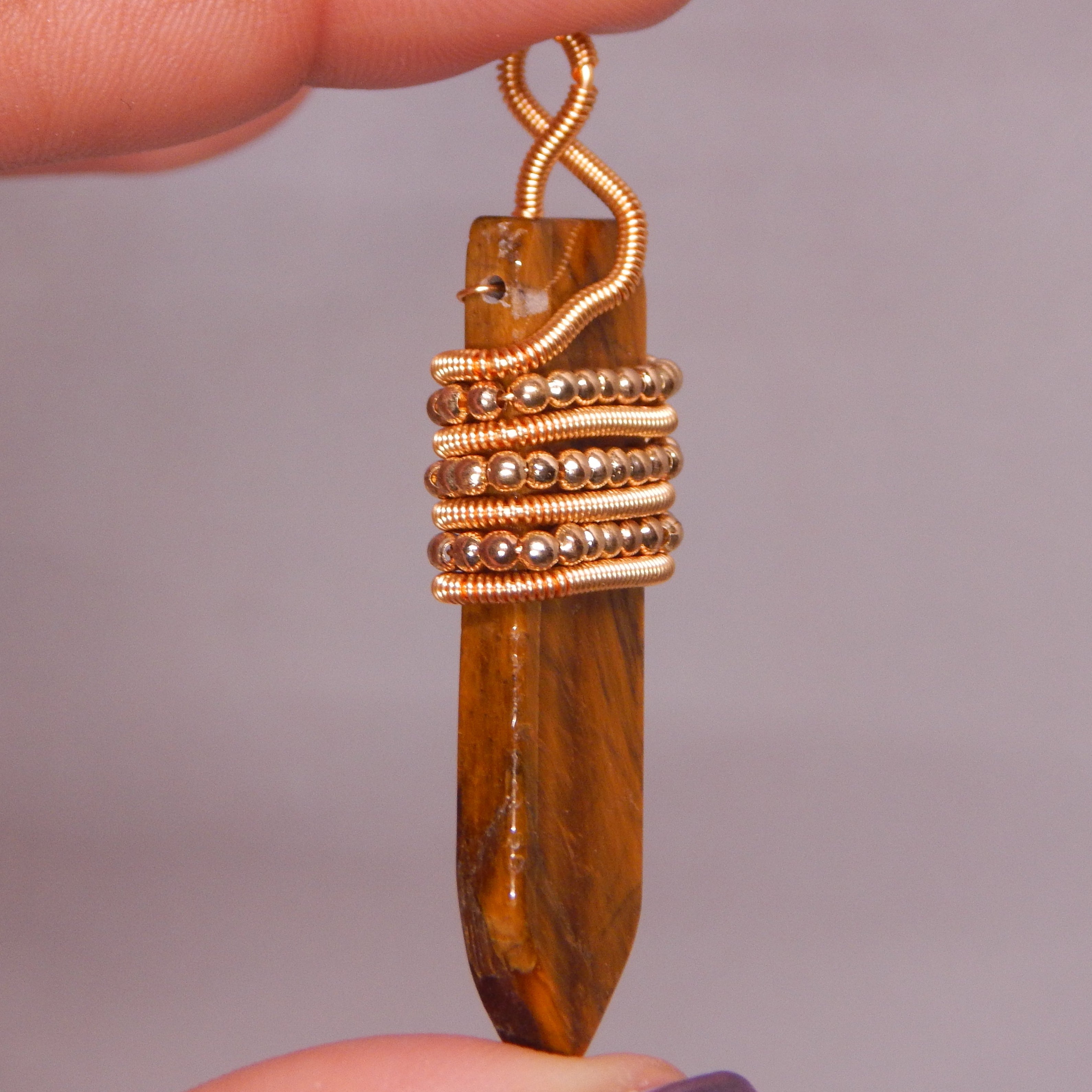 Copper Wrapped Obelisk Pendant