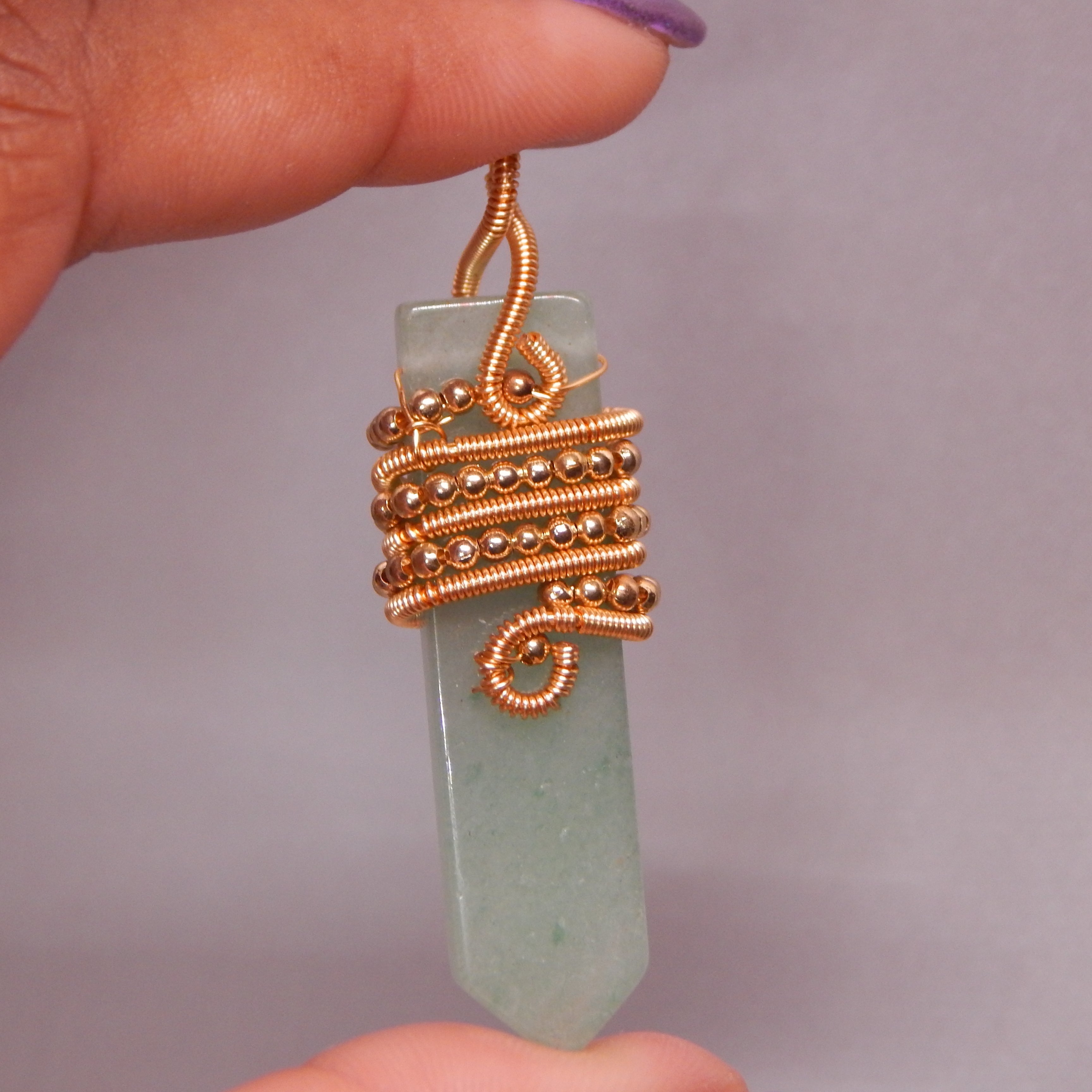 Copper Wrapped Obelisk Pendant