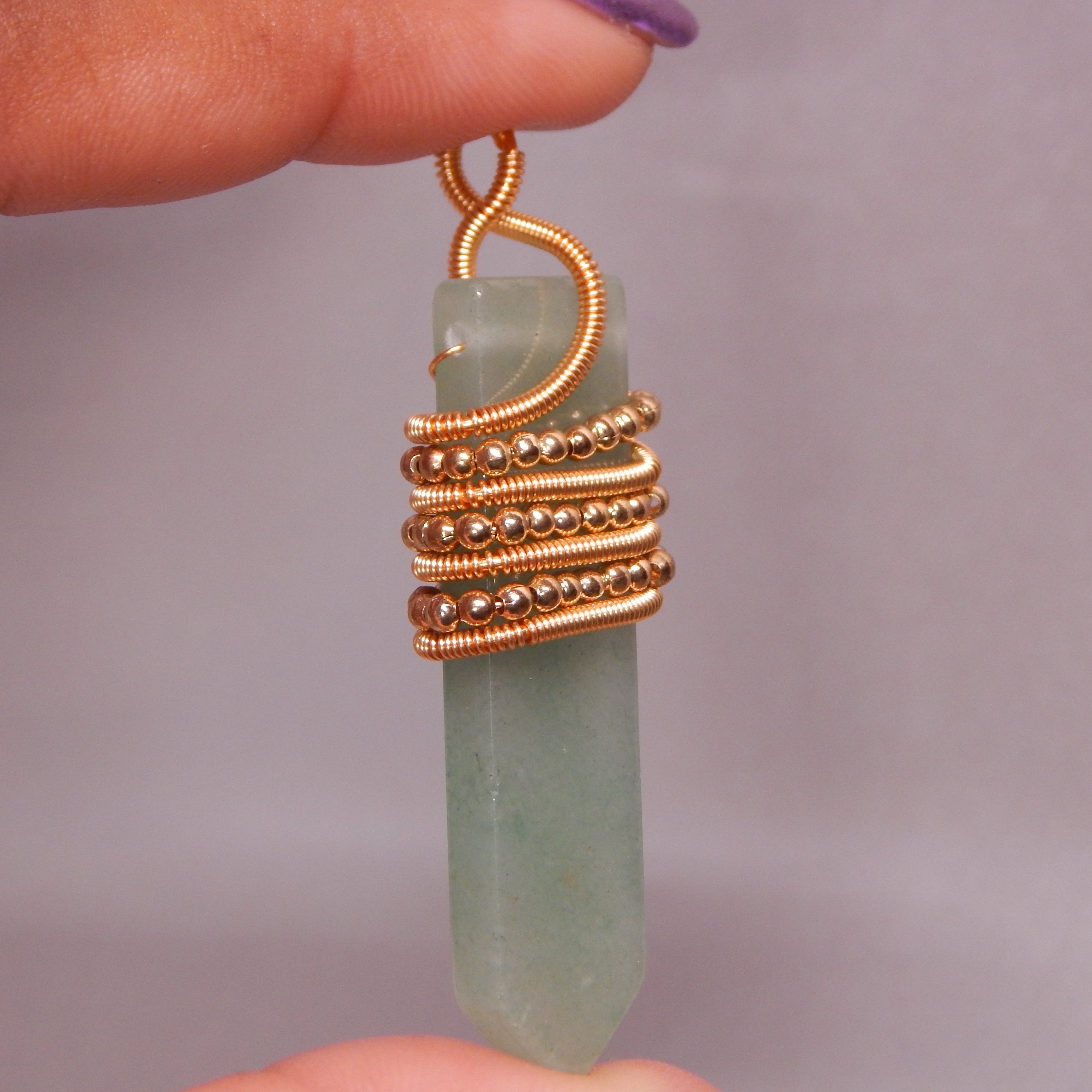 Copper Wrapped Obelisk Pendant