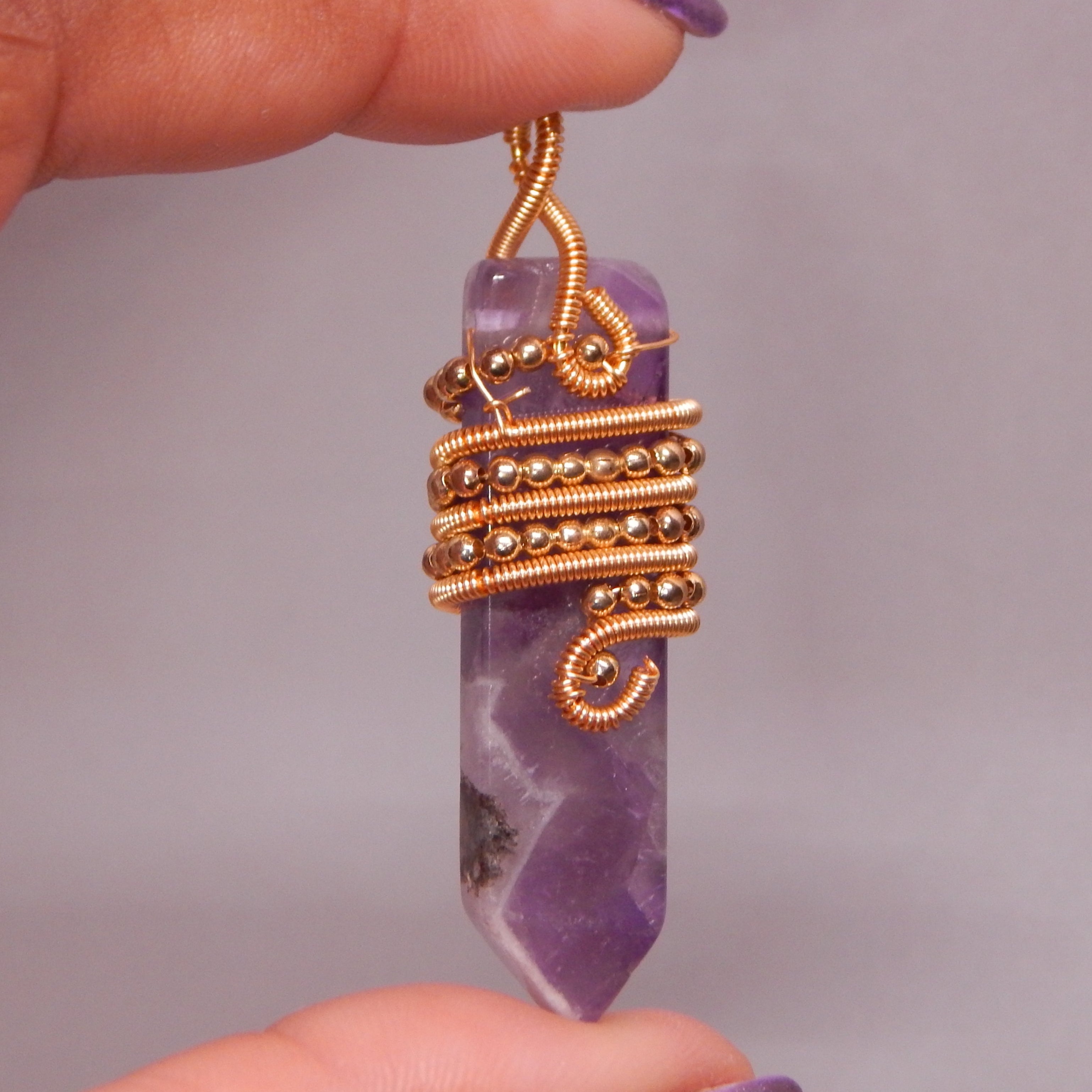 Copper Wrapped Obelisk Pendant