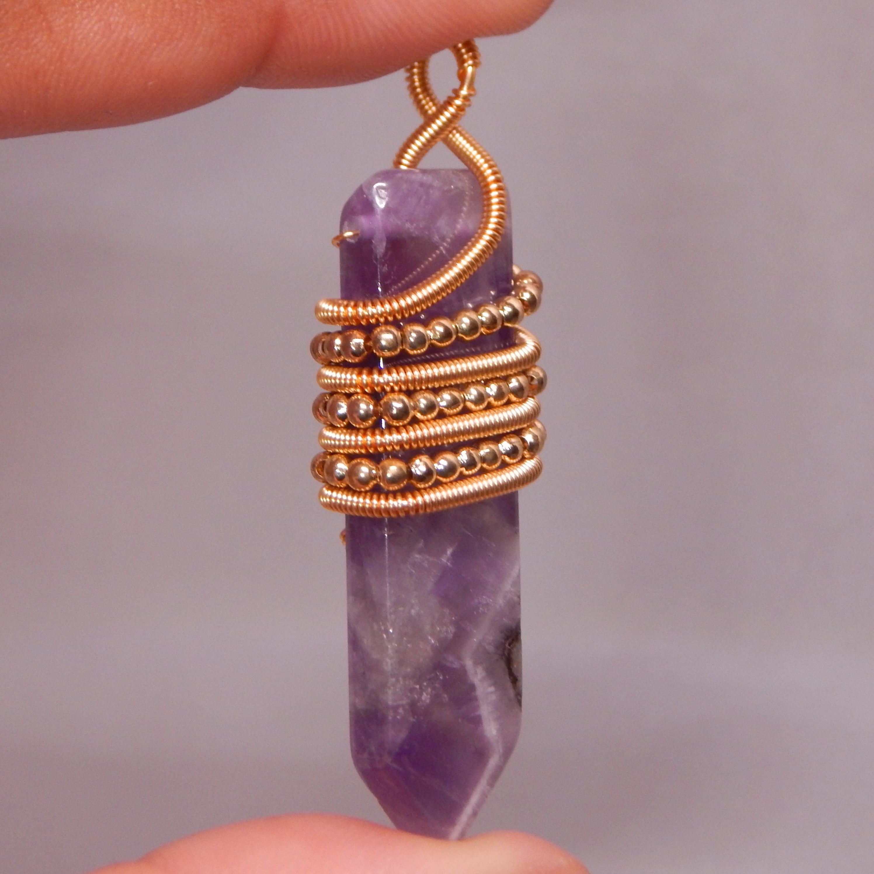 Copper Wrapped Obelisk Pendant