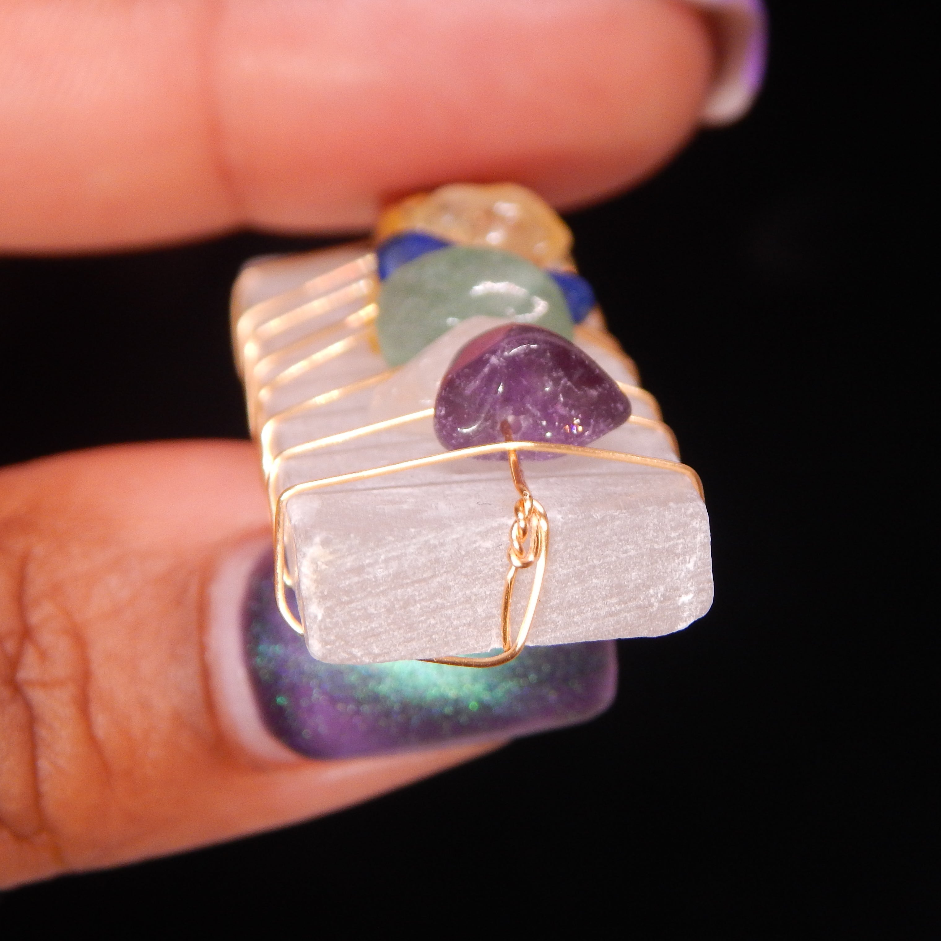Satin Spar 7 Chakra Pendant - SS2