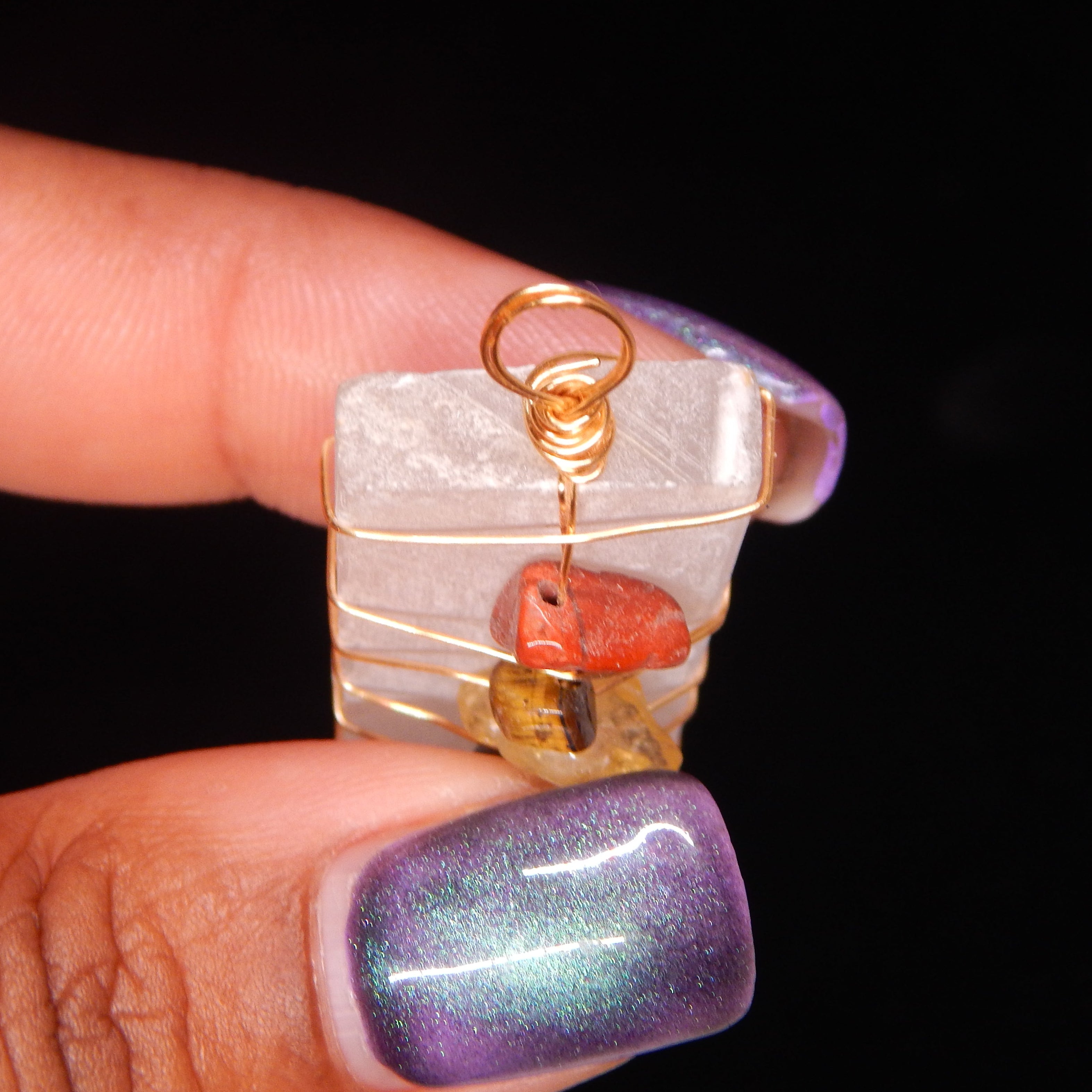 Satin Spar 7 Chakra Pendant - SS2