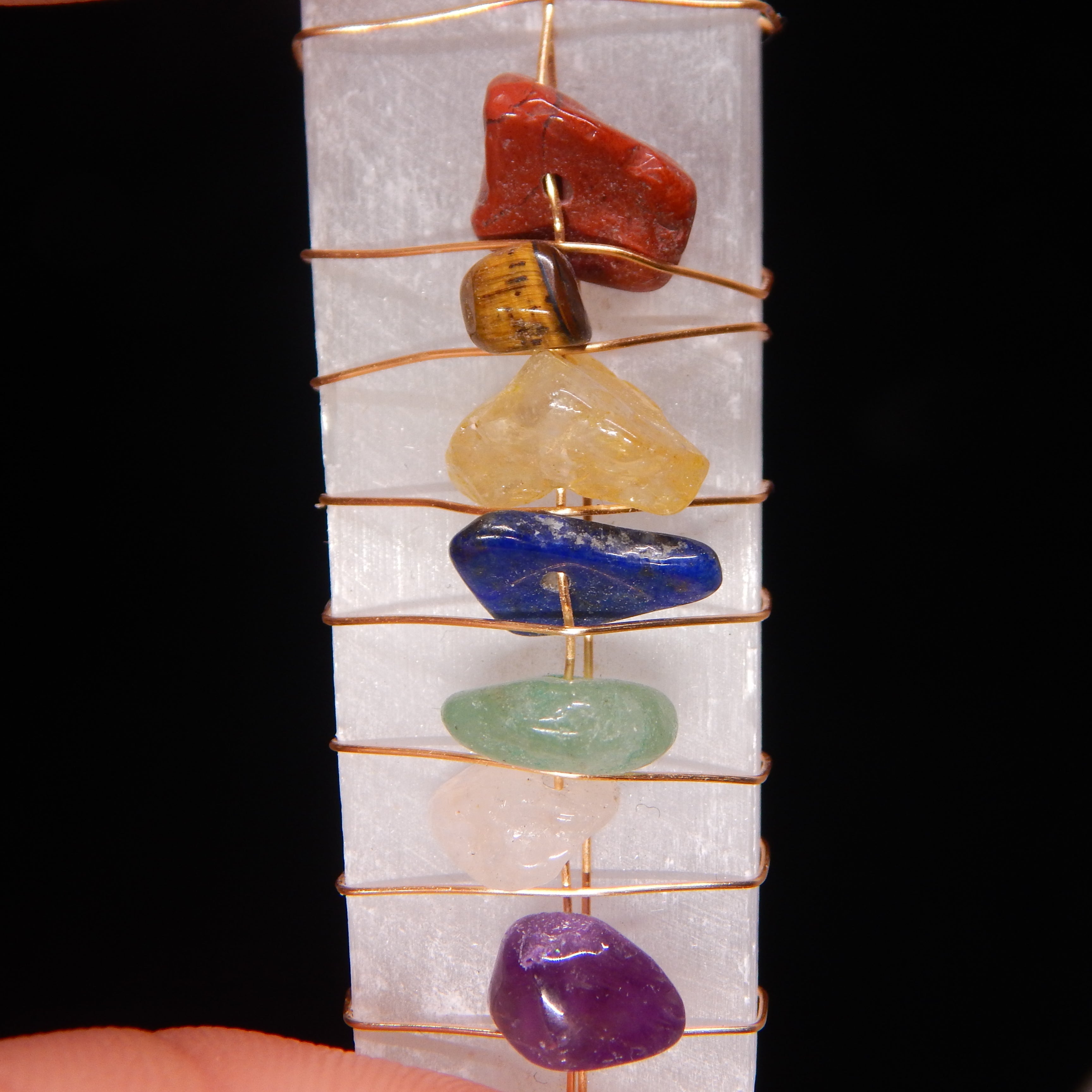 Satin Spar 7 Chakra Pendant - SS2