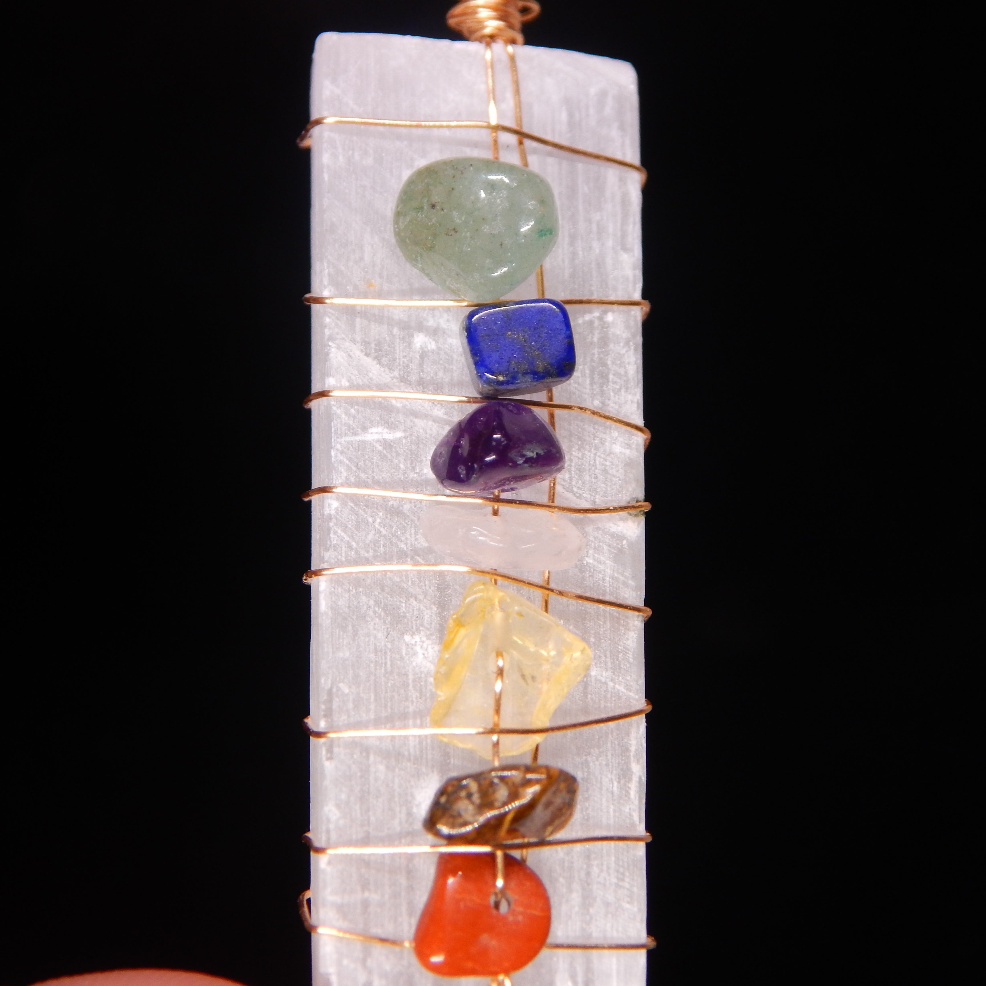 Satin Spar 7 Chakra Pendant - SS3