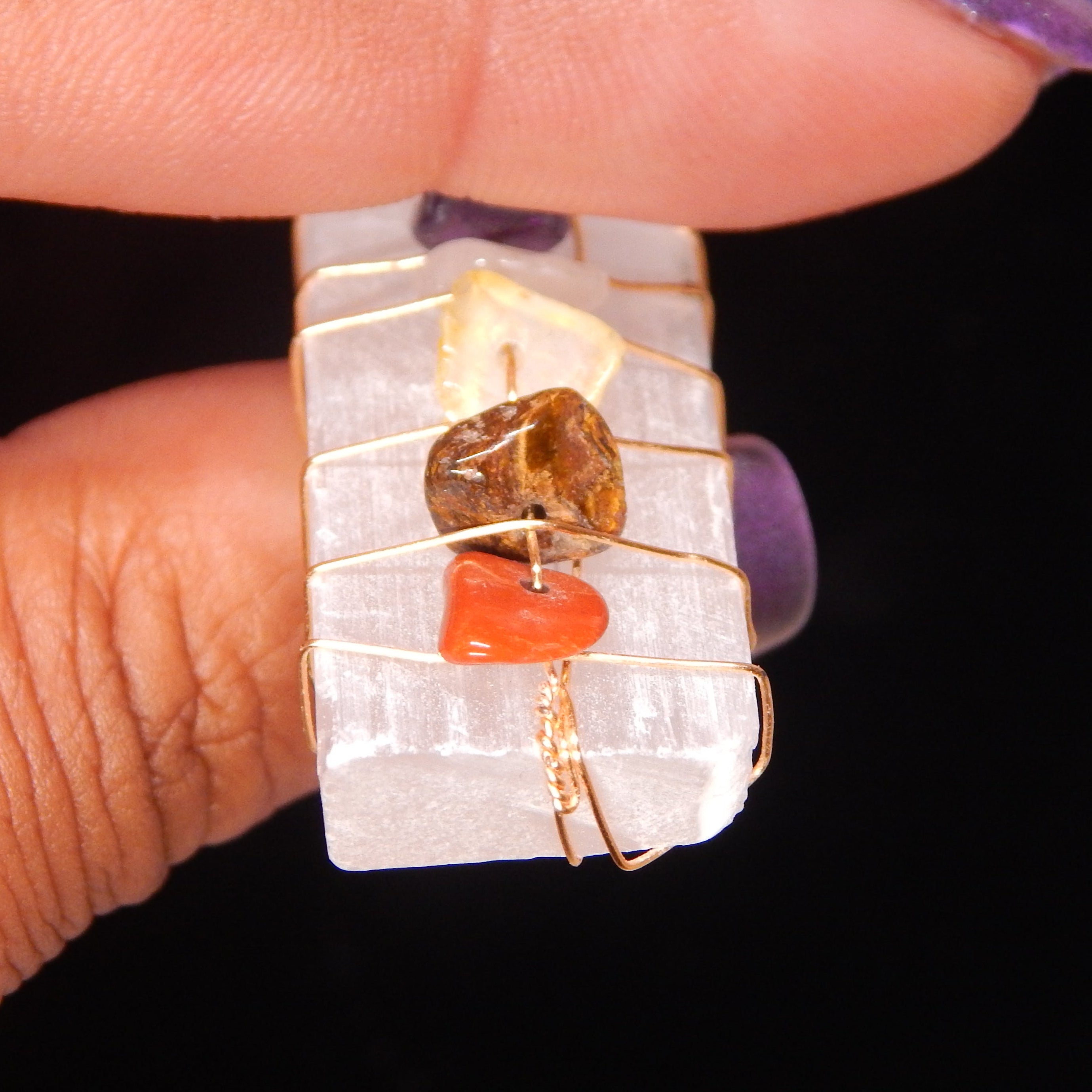 Satin Spar 7 Chakra Pendant - SS3