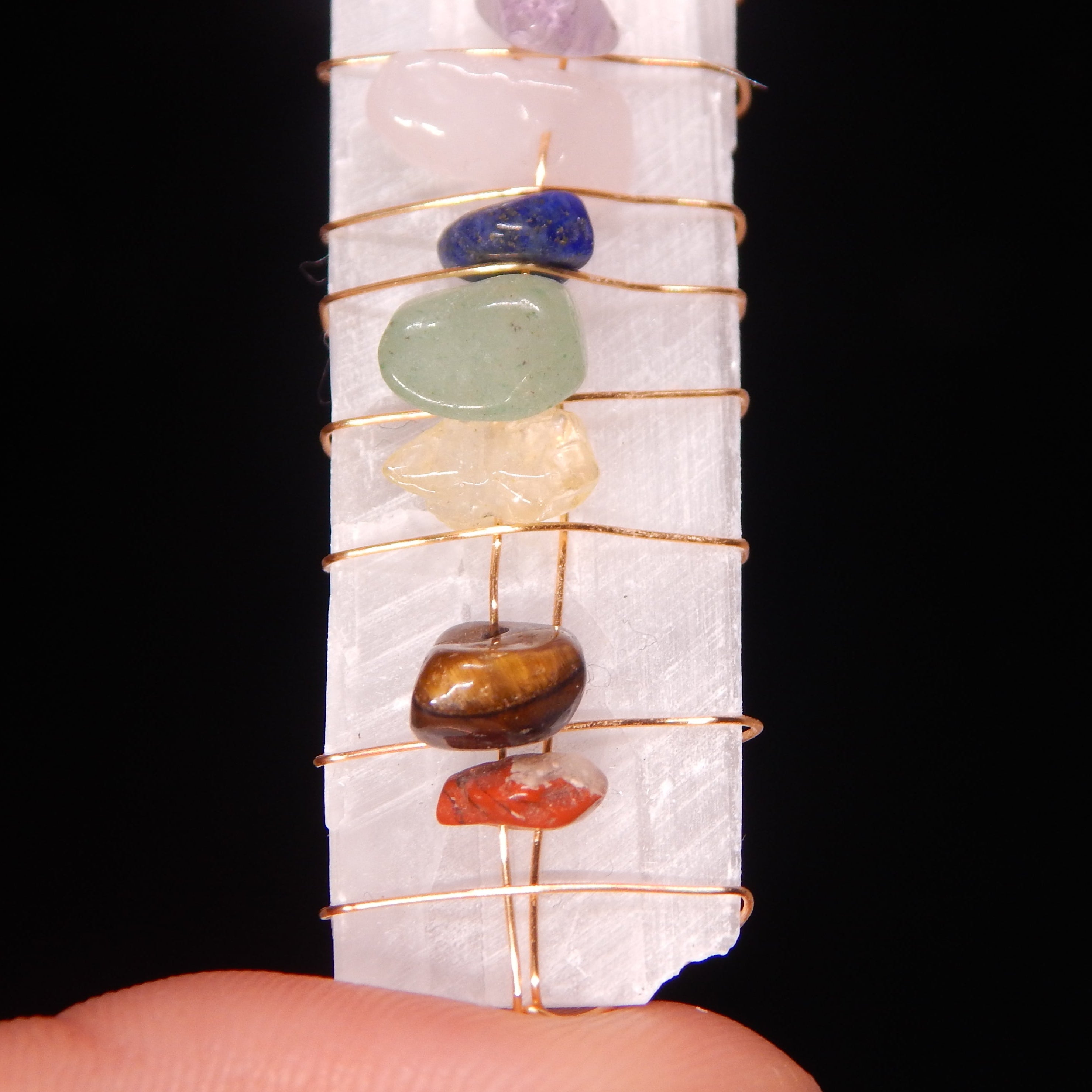 Satin Spar 7 Chakra Pendant - SS4