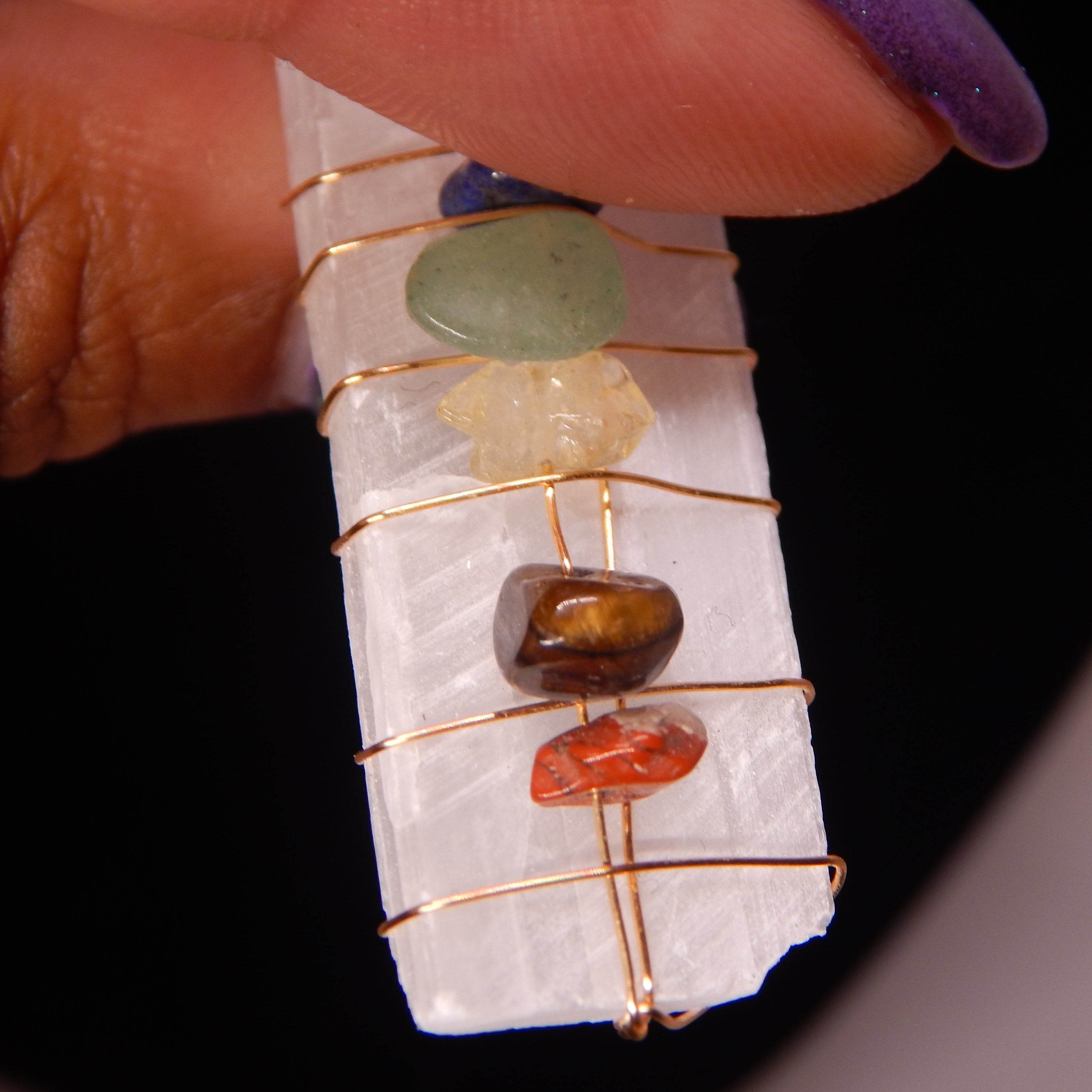 Satin Spar 7 Chakra Pendant - SS4