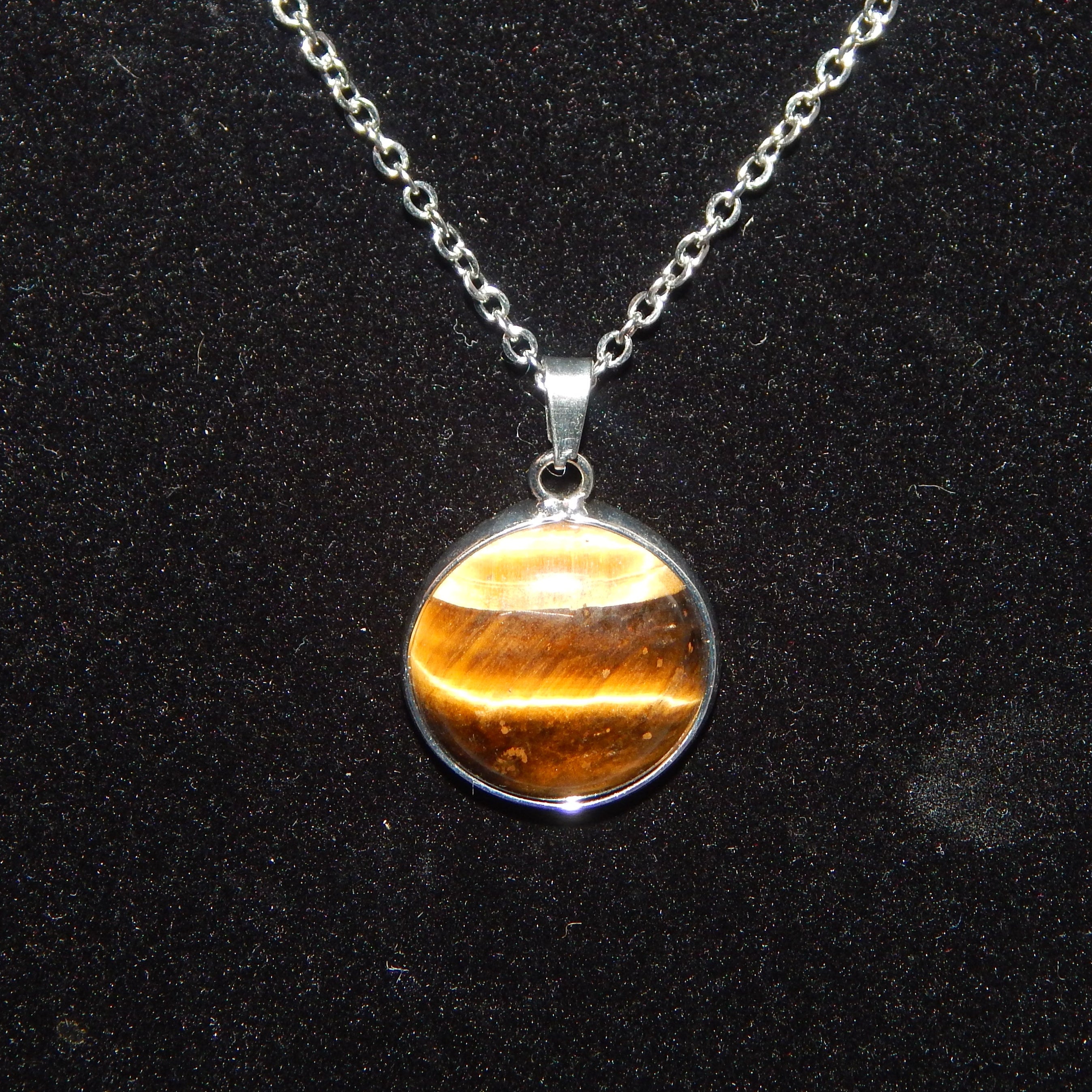 Yellow Tiger's Eye Circle Pendant