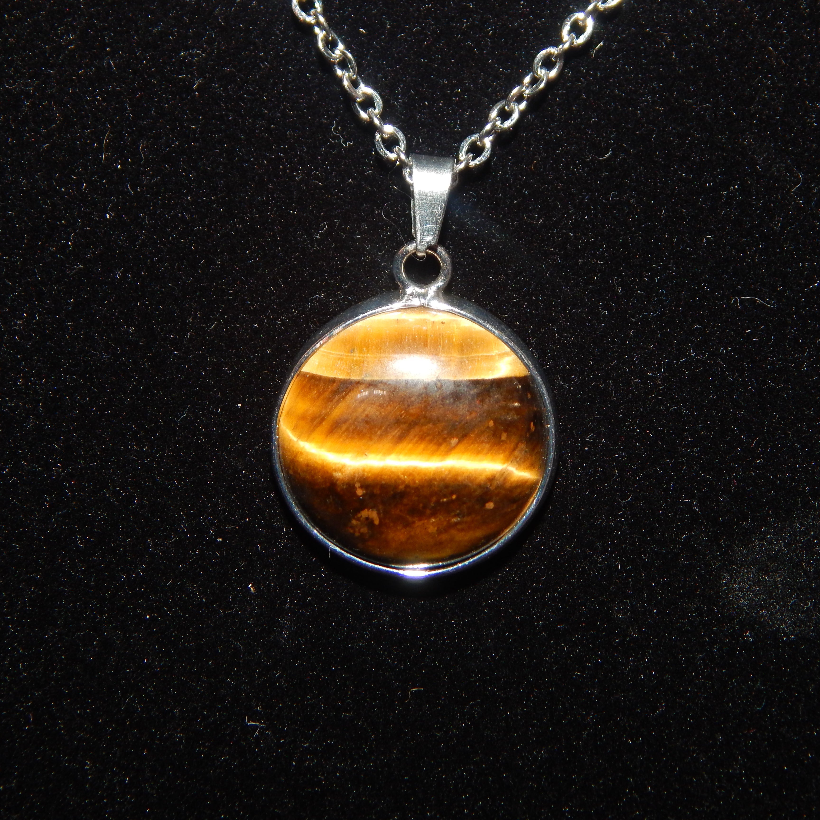 Yellow Tiger's Eye Circle Pendant