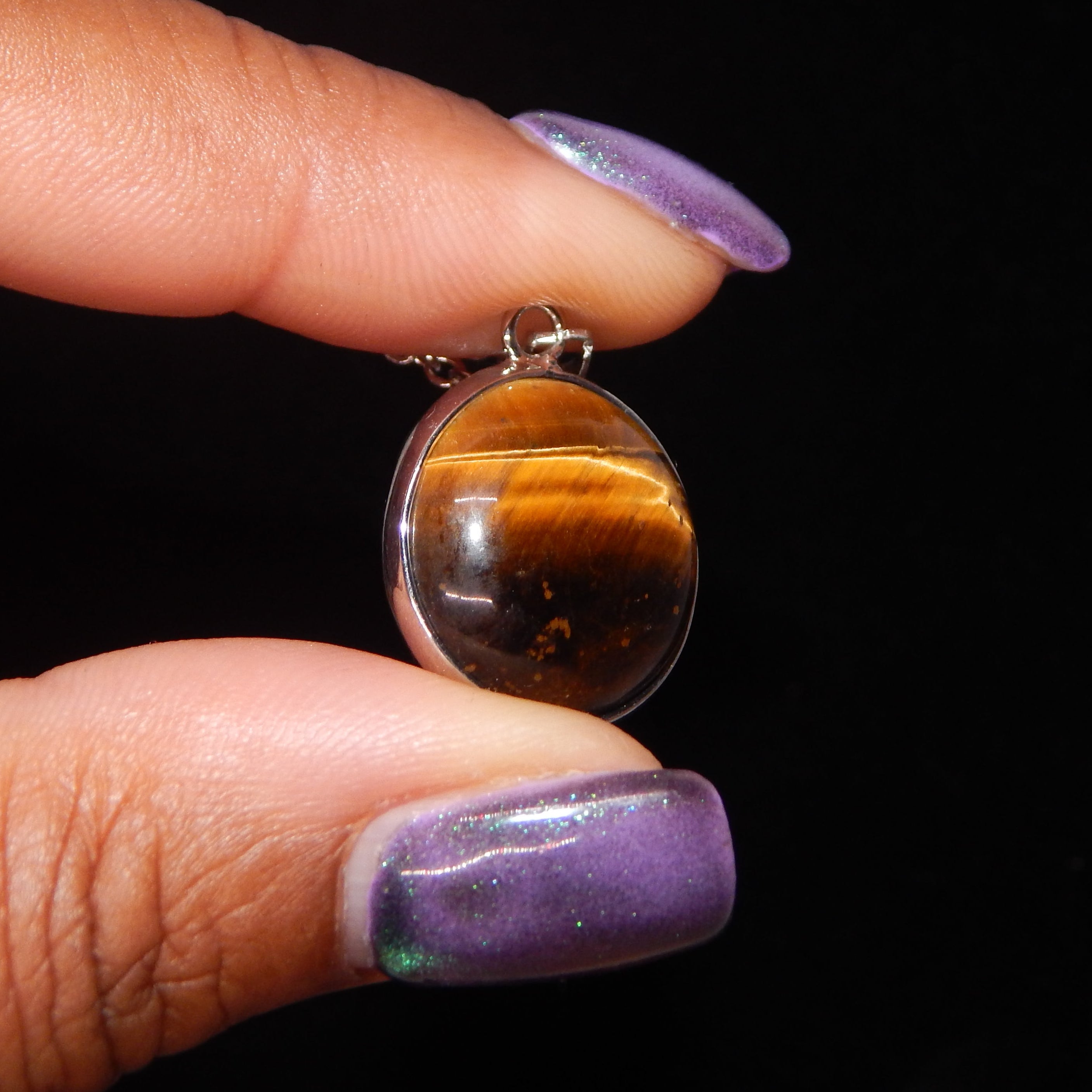 Yellow Tiger's Eye Circle Pendant