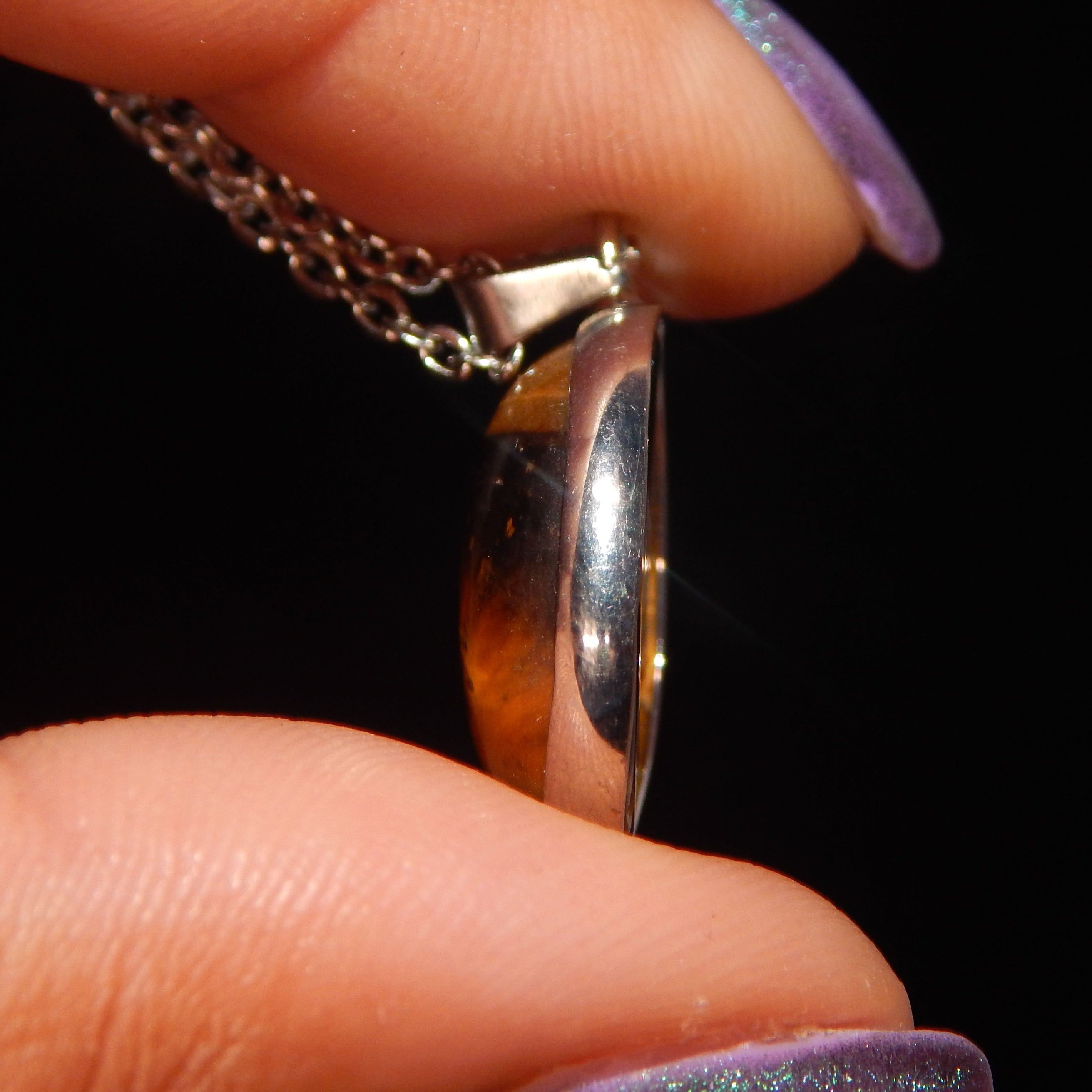Yellow Tiger's Eye Circle Pendant