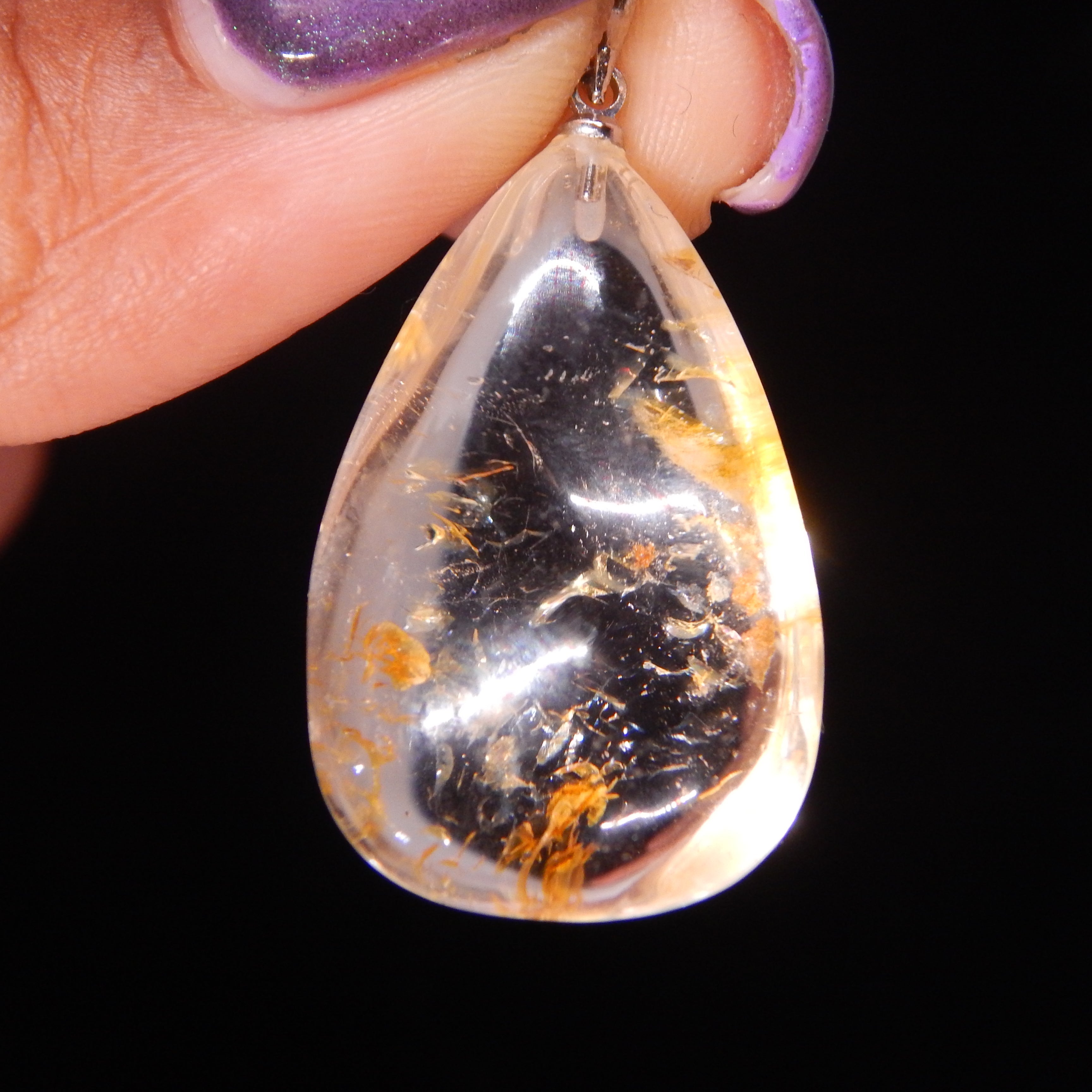 Rutilated Quartz Teardrop Pendant