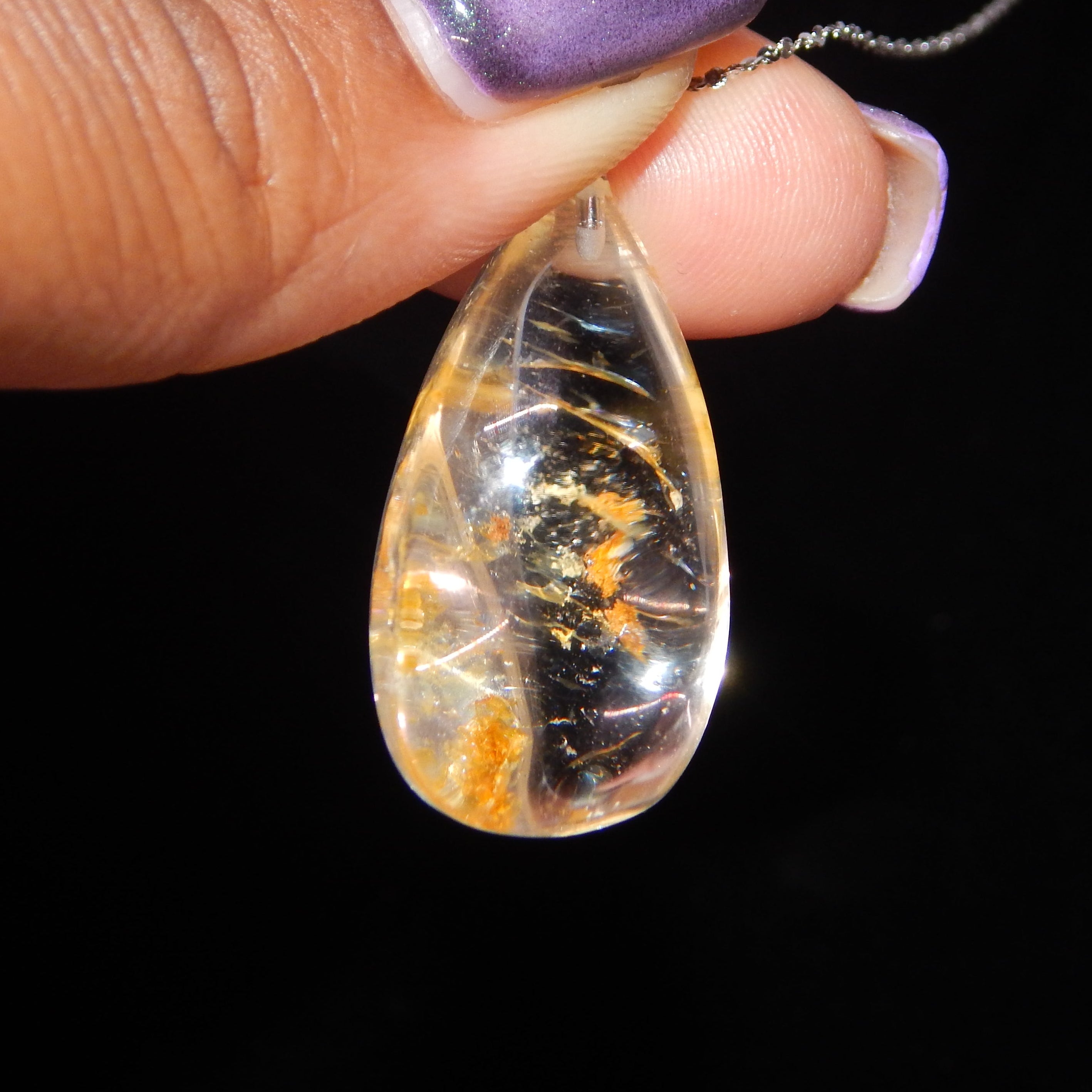 Rutilated Quartz Teardrop Pendant
