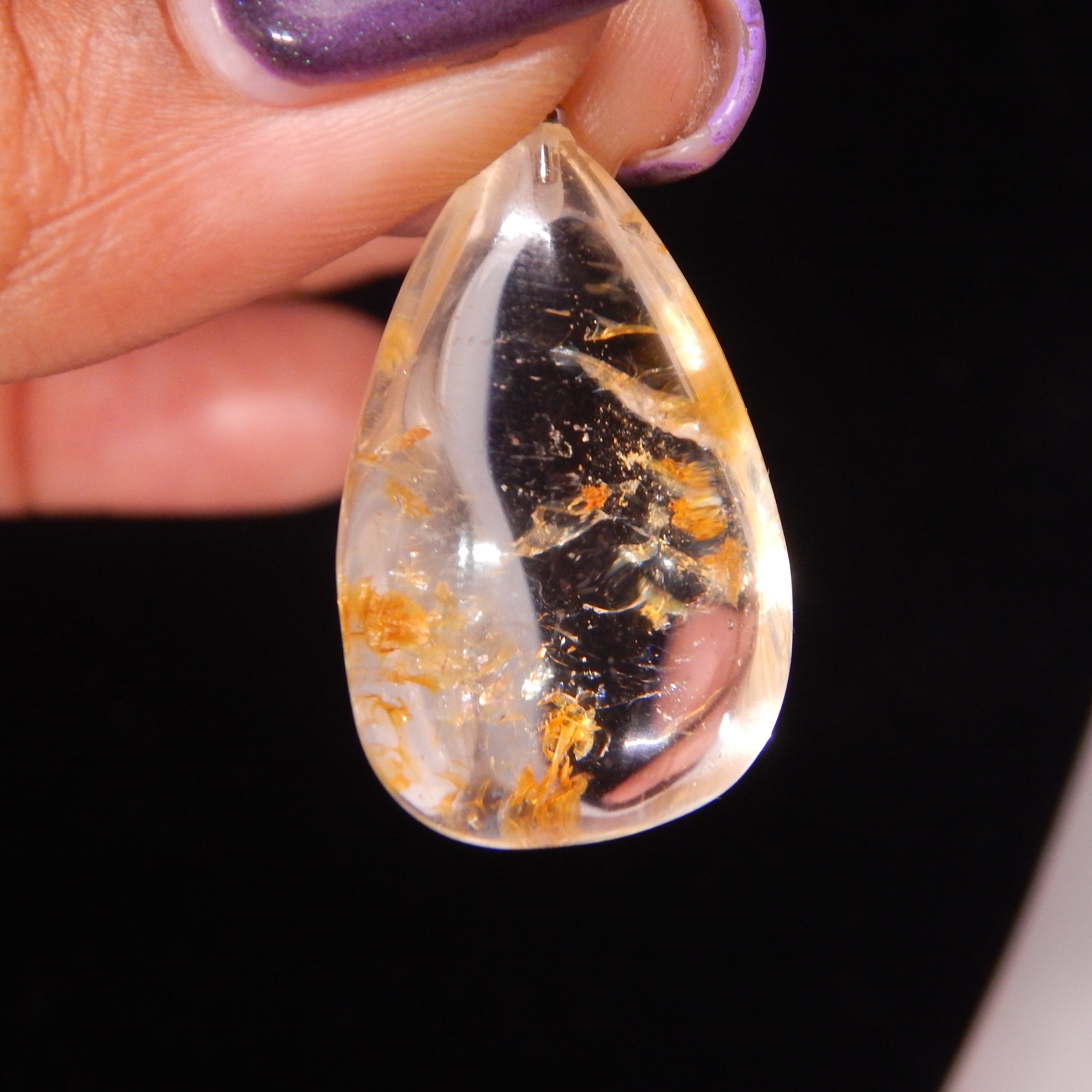 Rutilated Quartz Teardrop Pendant