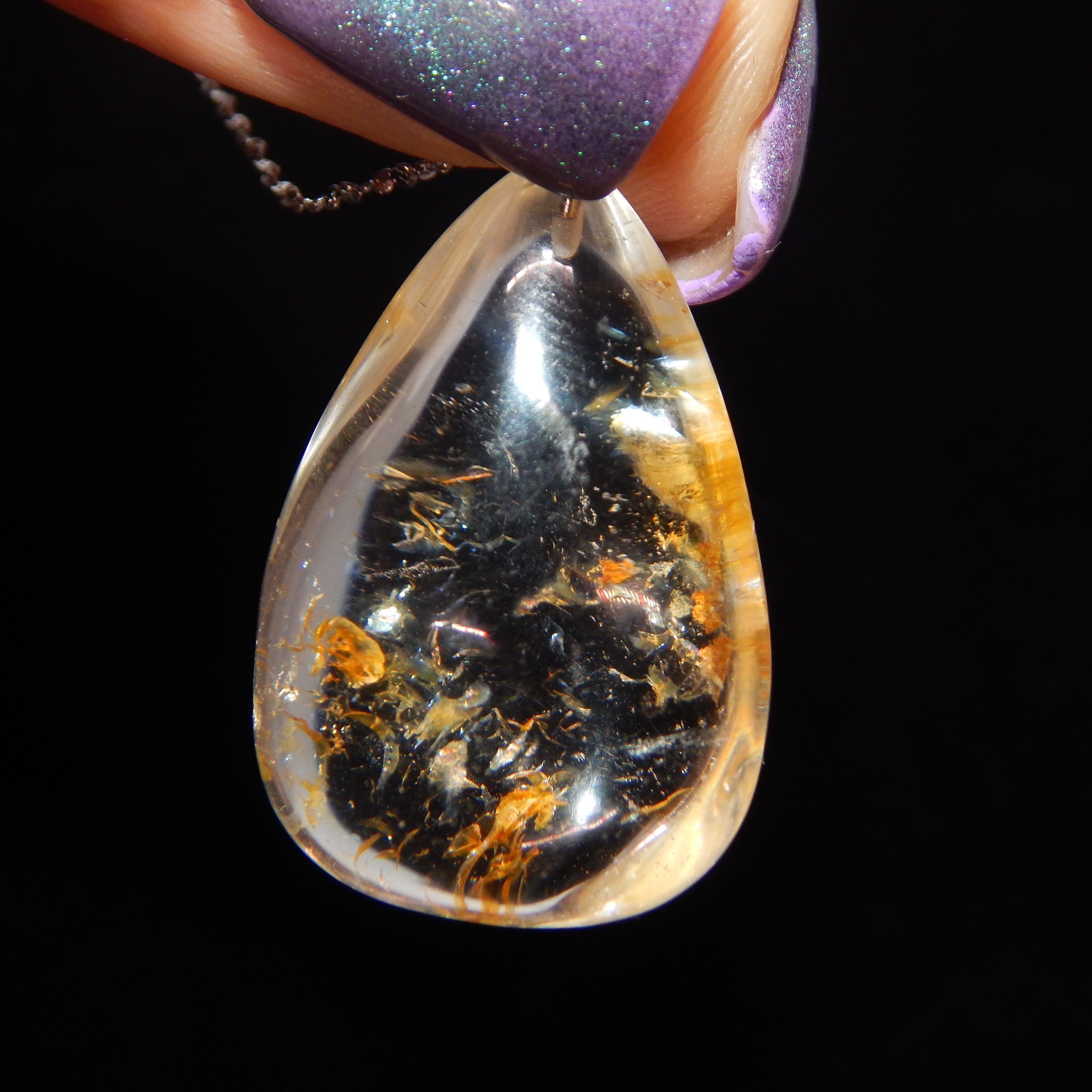 Rutilated Quartz Teardrop Pendant