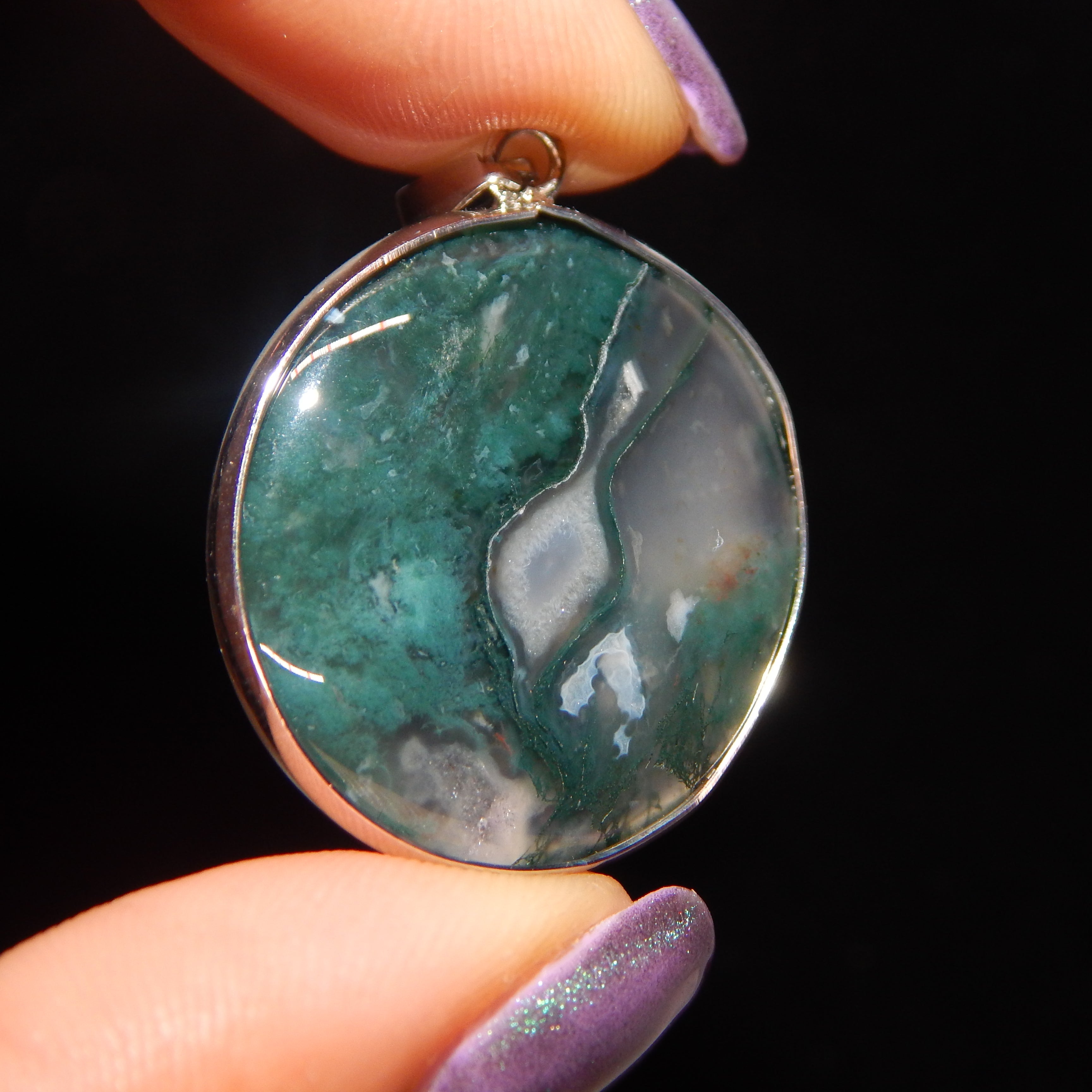 Moss Agate Circle Pendant