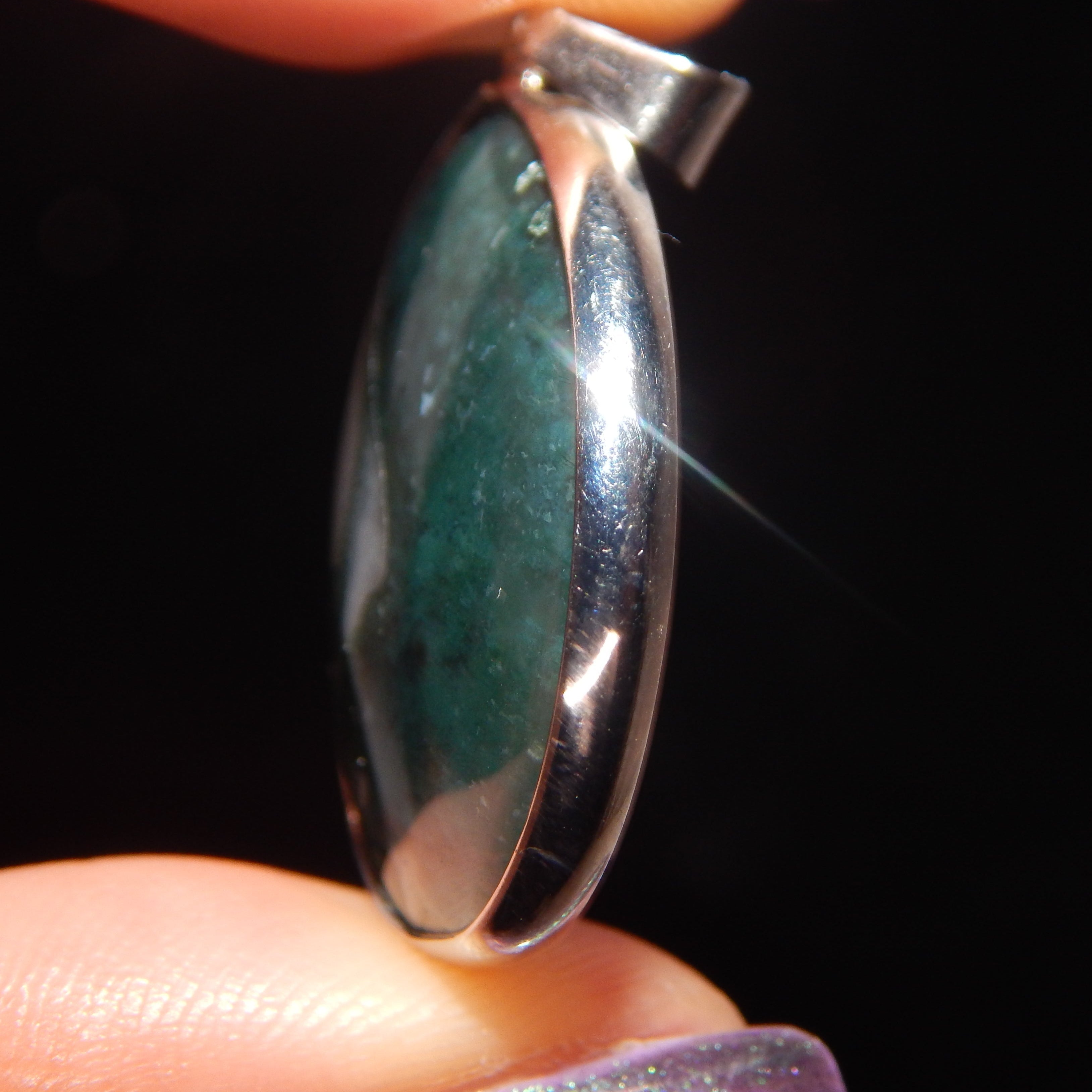 Moss Agate Circle Pendant
