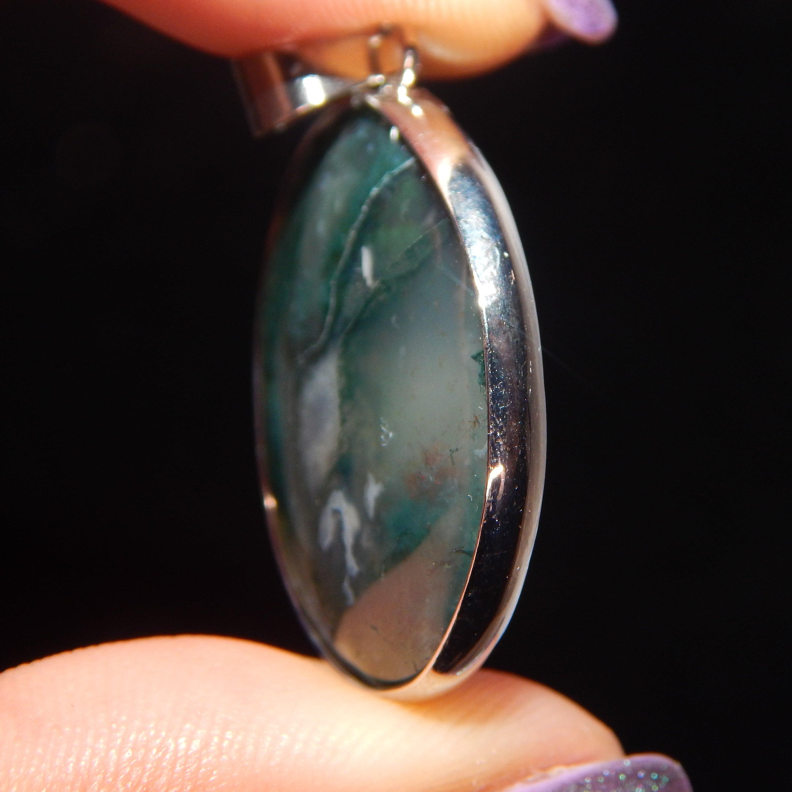 Moss Agate Circle Pendant