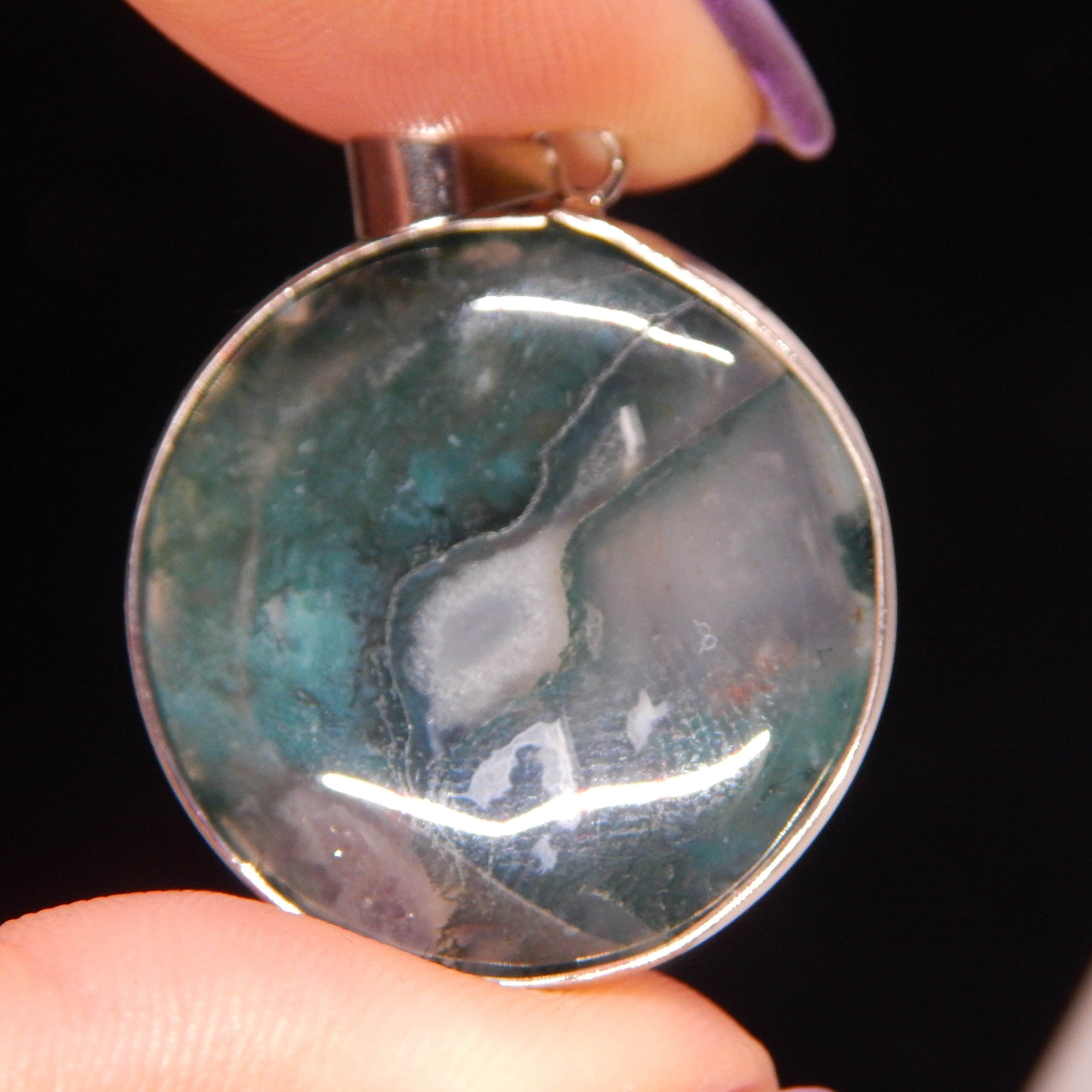Moss Agate Circle Pendant