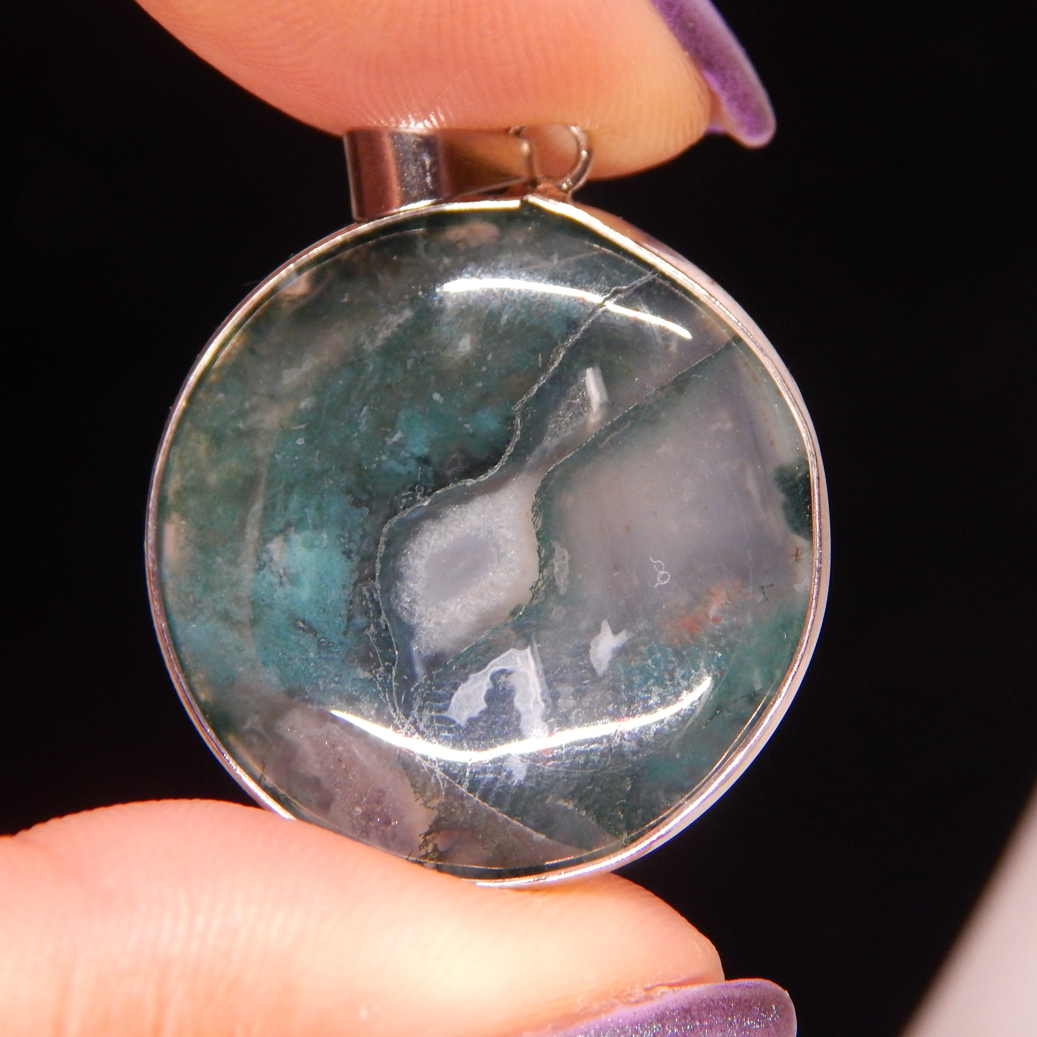 Moss Agate Circle Pendant
