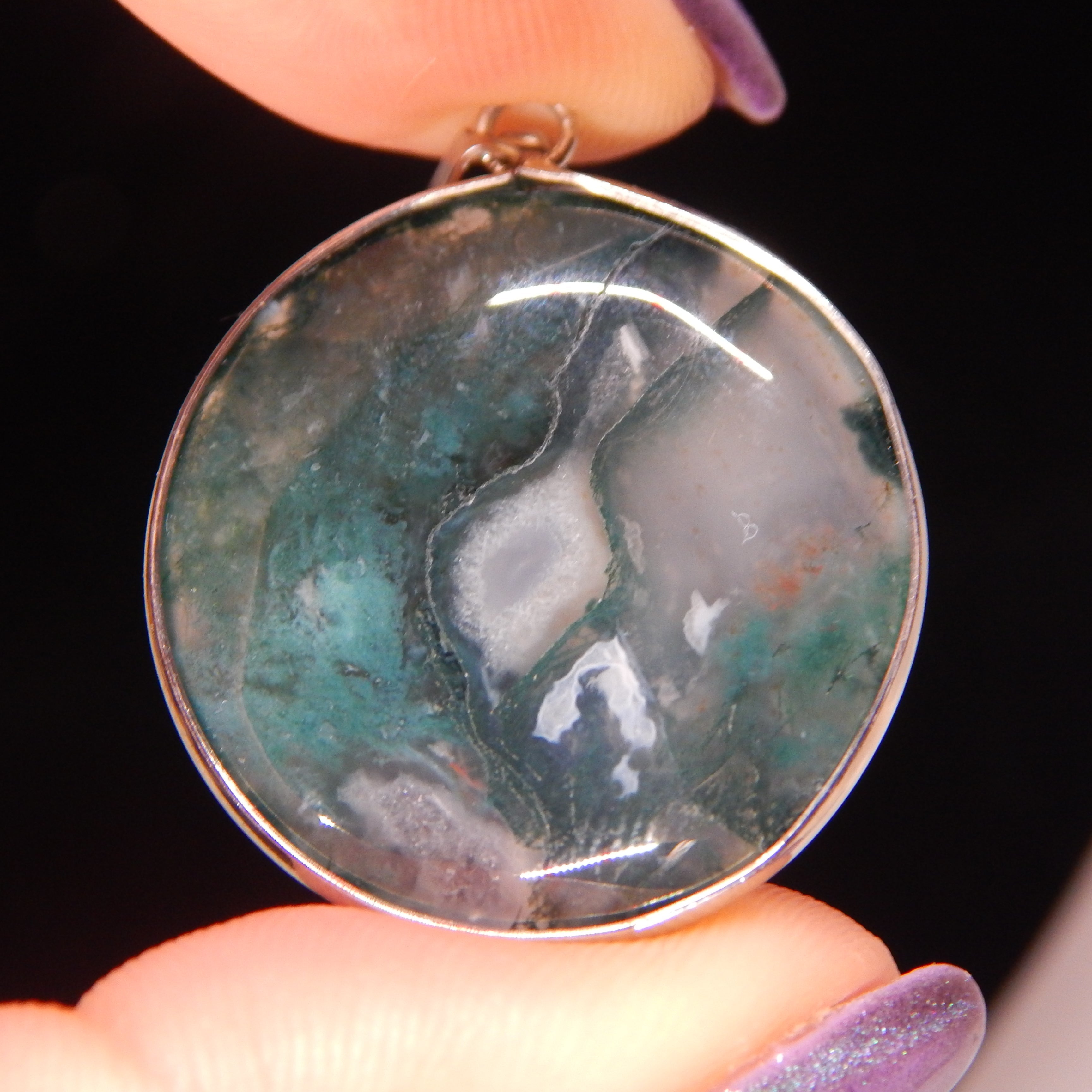 Moss Agate Circle Pendant